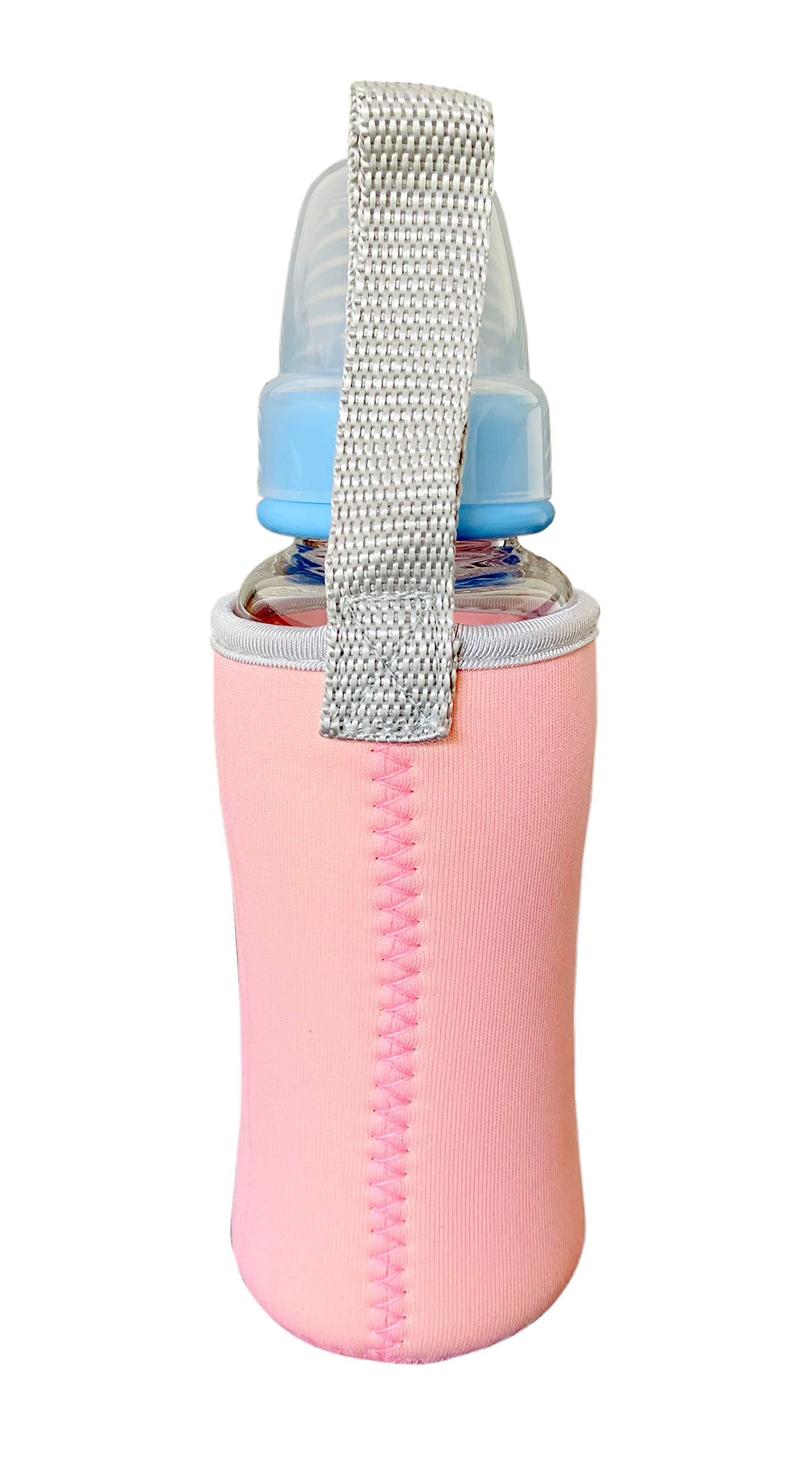 THE LITTLE LOOKERS Cute Animated Patterned Soft Stretchable Baby Feeding Bottle Cover with Easy to Hold Strap for 120ml, 150ml, 240ml (Lion & Sheep, Pack of 2) 2