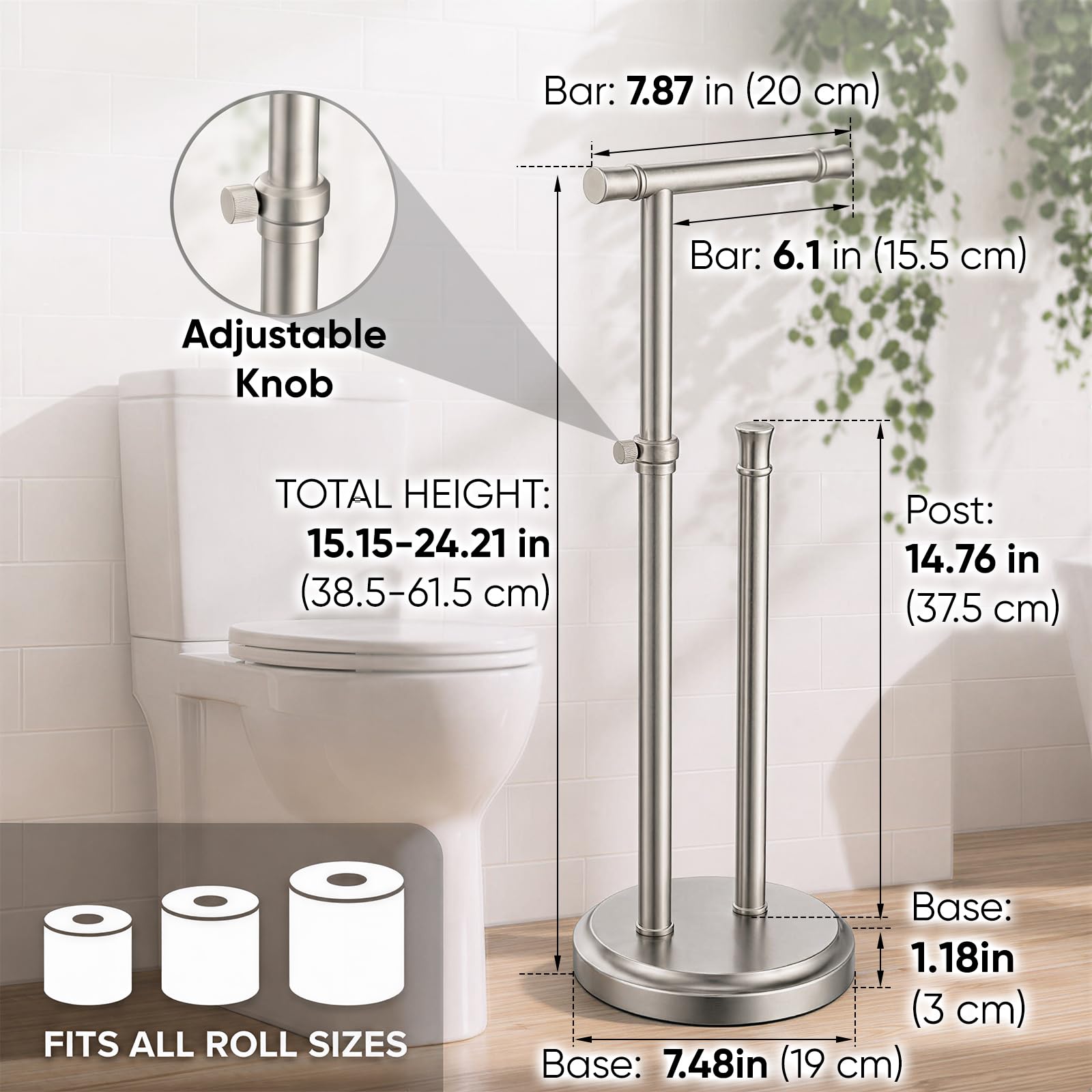 Hoimpro Toilet Paper Holder Stand Tissue Roll Holder Brushed Nickel — Amazon image 7