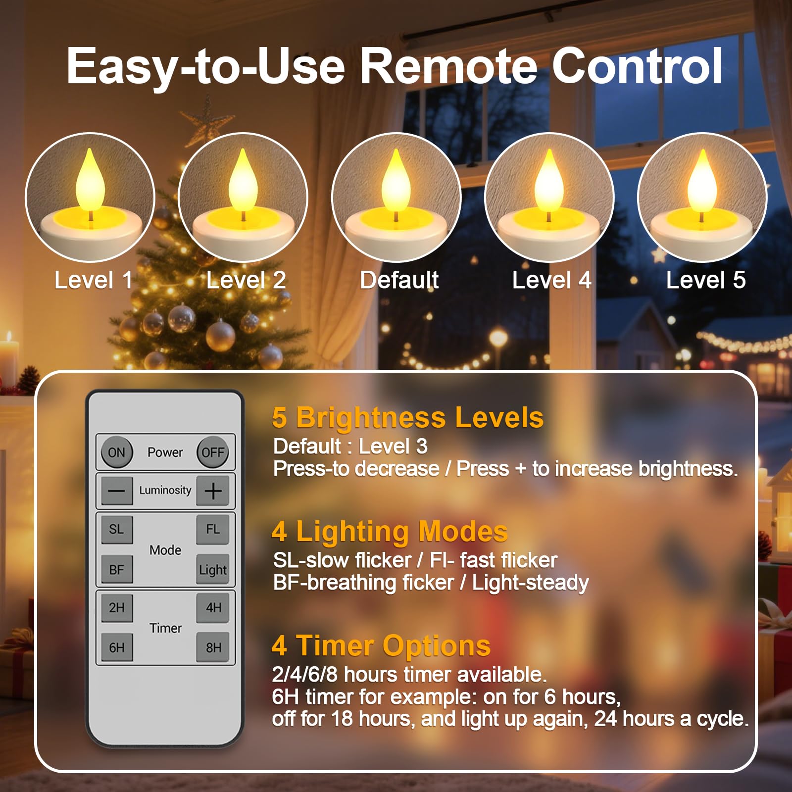 Yme Rechargeable LED Tea Lights, 2 Pack with Timer and Remote Control, Flickering Candles for Room Decoration - Image 2