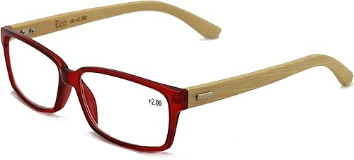 Vision World - Gafas de lectura rectangulares de bambú genuino para hombres y mujeres