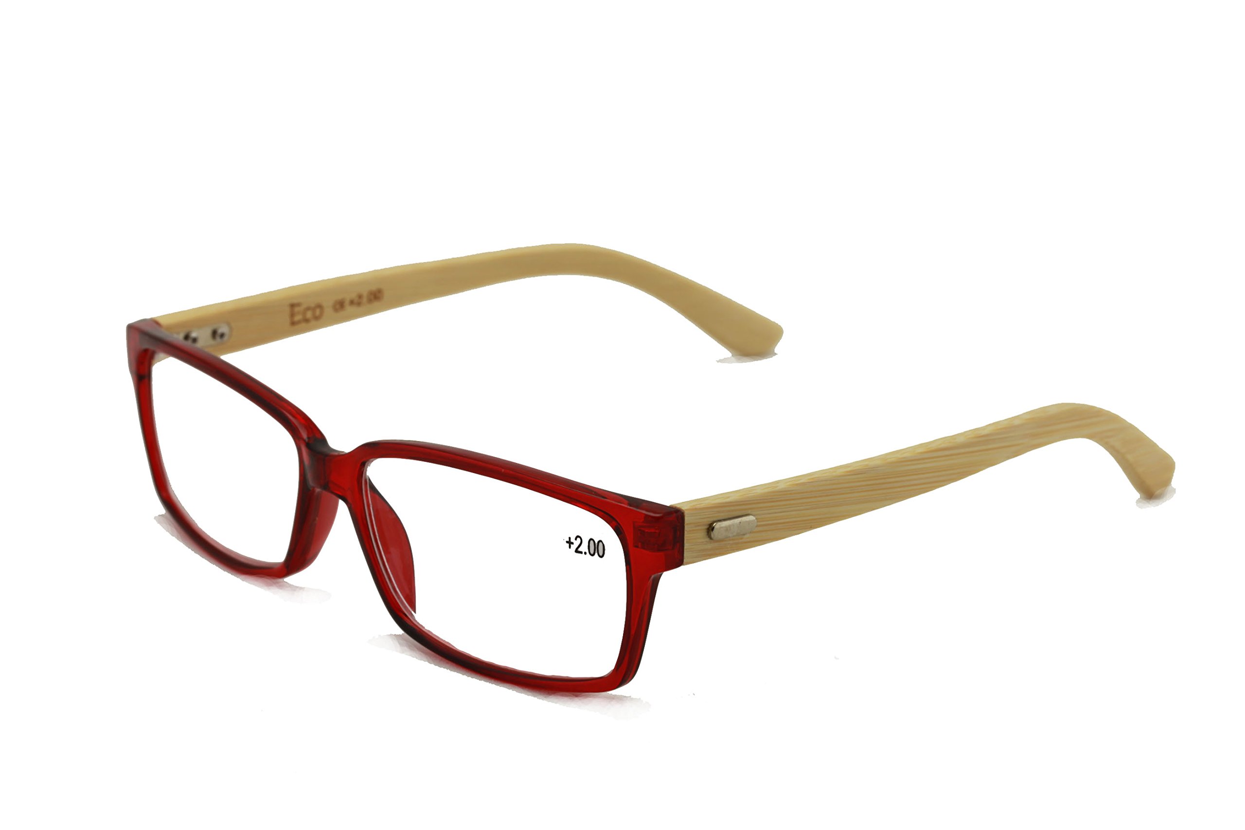 Vision World Genuine Bamboo Rectangular Reading Glasses Men Women Readers