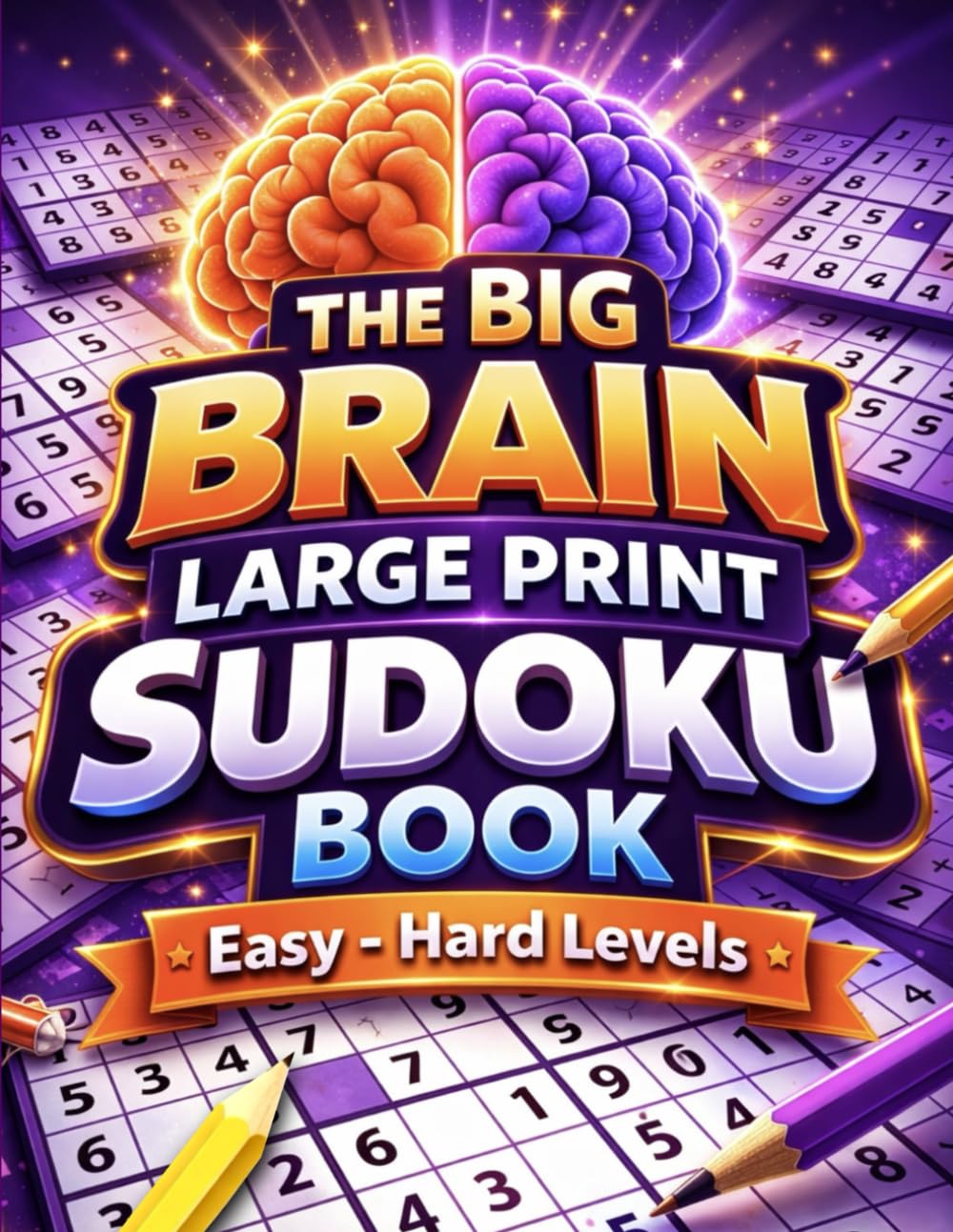 The Big Brain Large Print Sudoku Book: Easy to Hard Levels | 9x9 Logic Puzzles for Teens, Adults, and Seniors with Clear Large Grids (The Big Brain Series)
