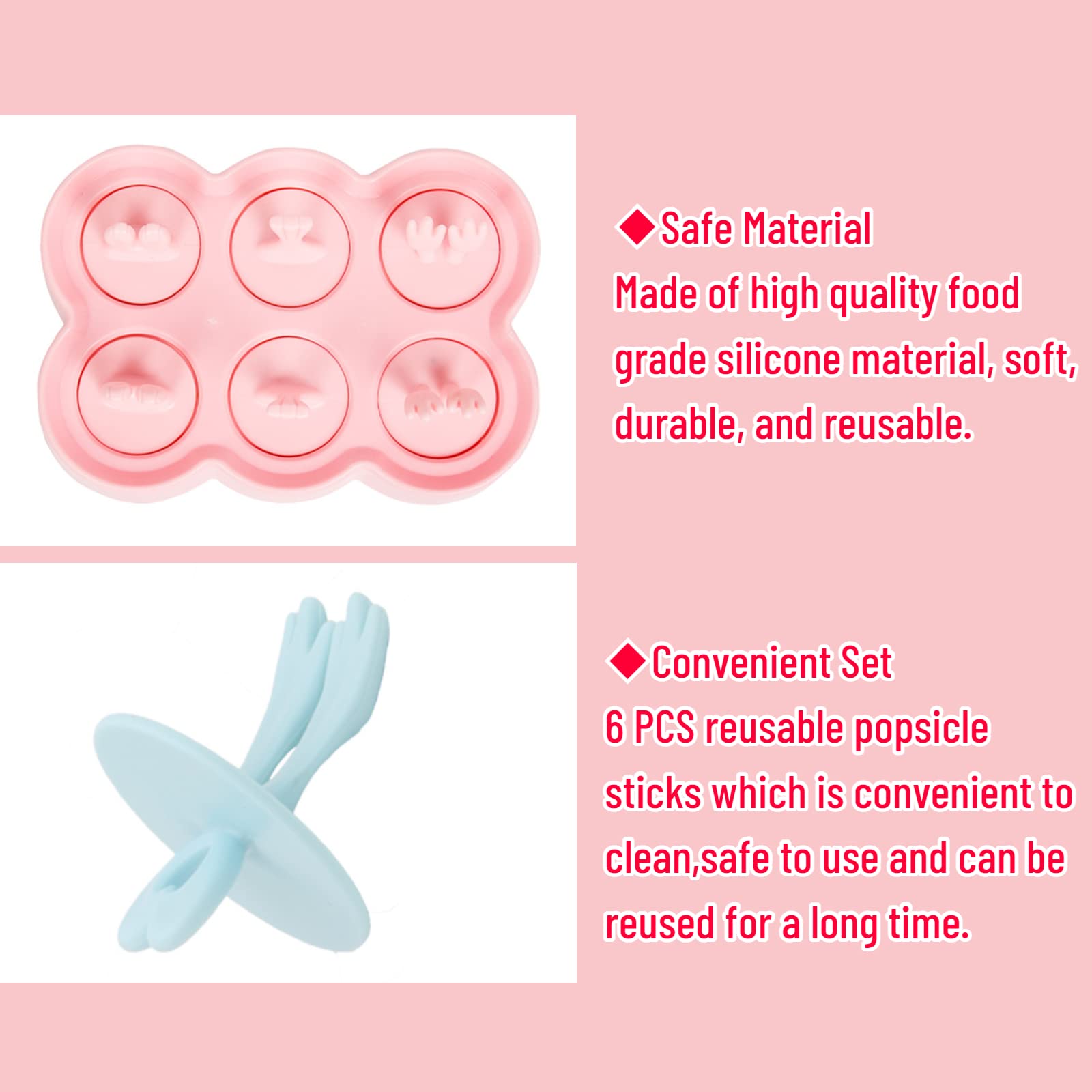 Lot de 6 mini moules à glace réutilisables en silicone sans BPA pour enfants et bébés - Motif animaux mignons - Vert