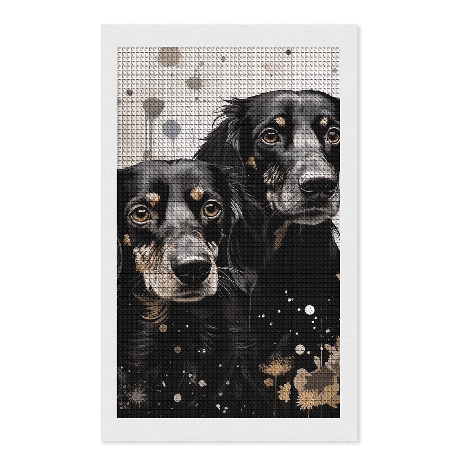 Black Dachshund Diamond Art Kits for Adults, DIY 5D Diamonds Painting Kits for Beginner, Round Full Drill Diamond Dots Painting, 12"x20" Diamonds Pictures Gem Art and Crafts Wall Decor