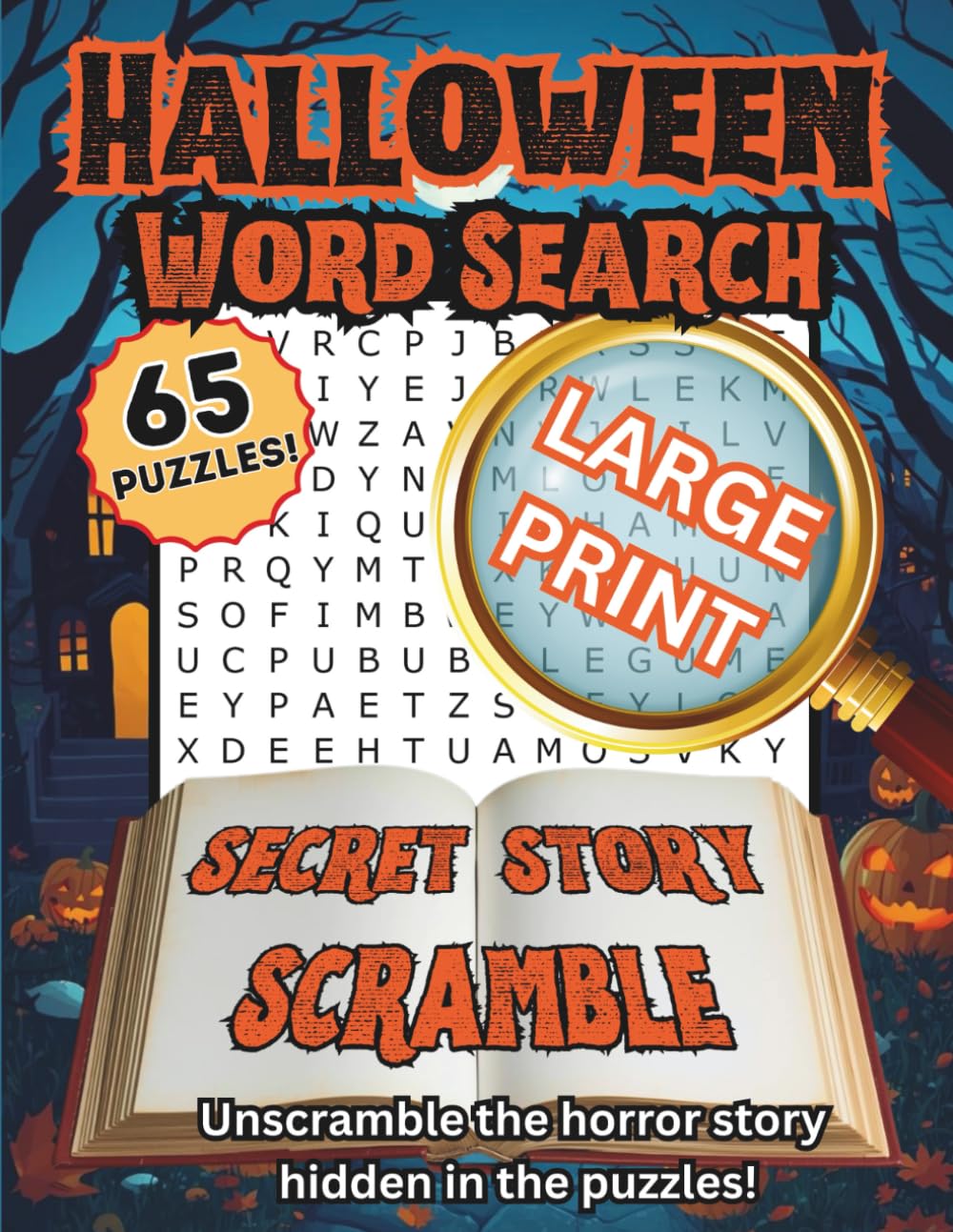 Halloween Word Search: Secret Story Scramble Large Print Edition