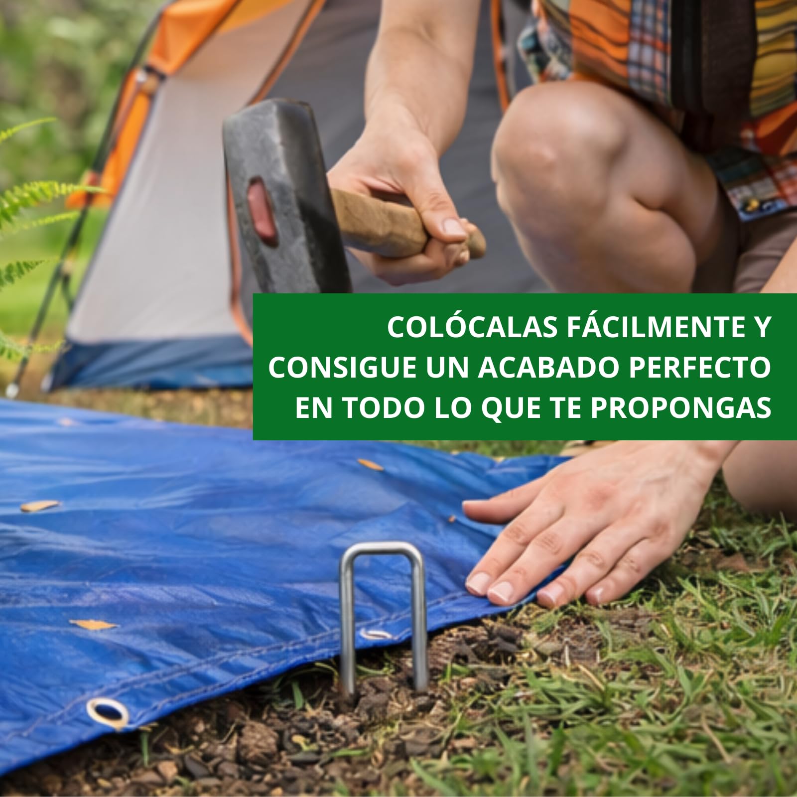 PLANTAWA Piquetas de Metal 200 Unidades | Anclaje para césped Artificial, Malla antihierbas y Lonas de jardín | Fijación Resistente, instalación rápida y sujeción Estable en Todo Tipo de terrenos