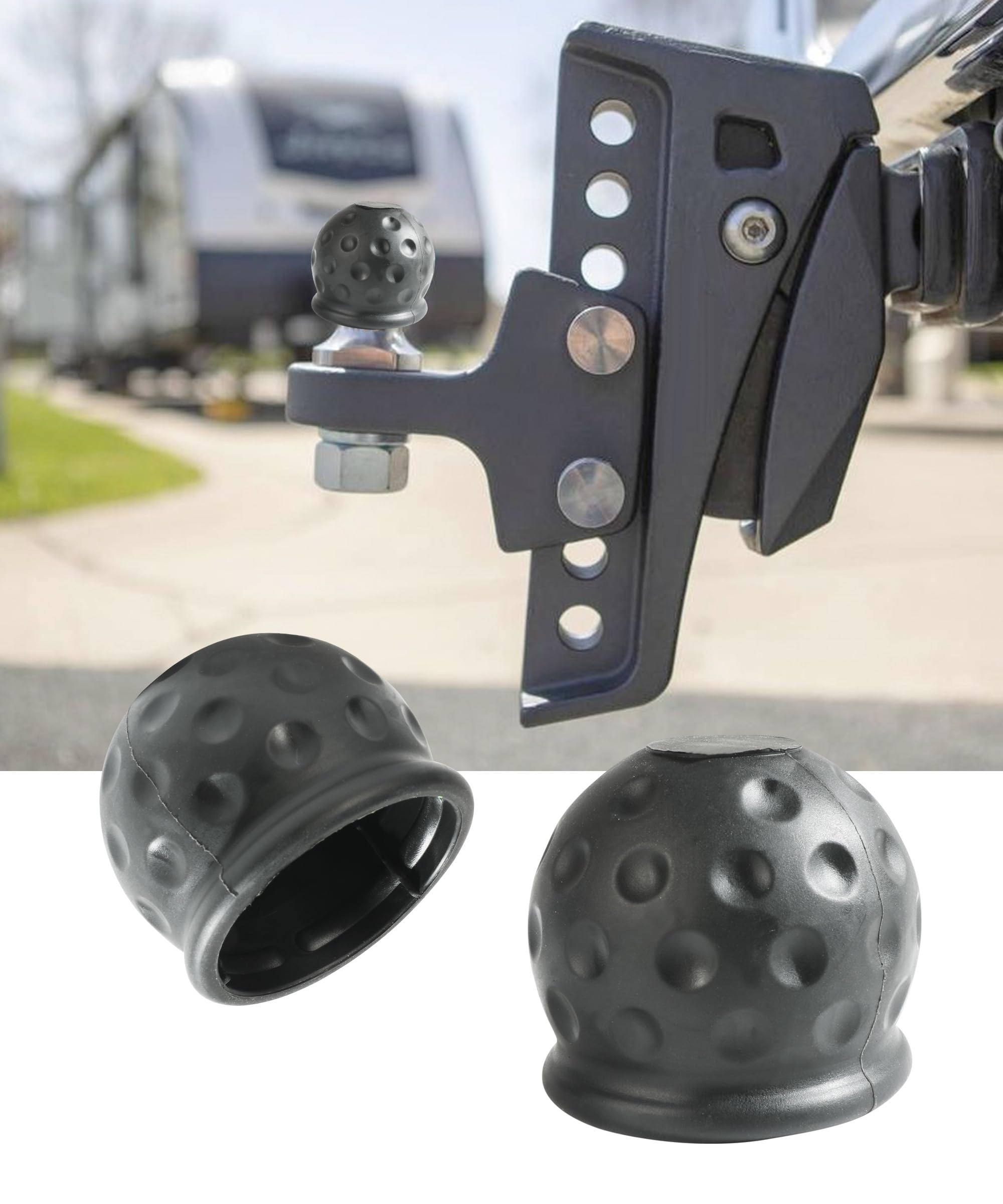 Flaconi 2PCS Copertura a Sfera per Gancio di Traino,Copertura Del Gancio Di Traino Della Copertura Della Sfera Di Rimorchio,50 mm Tappo di Protezione Gancio Traino in Gomma,per Caravan RV Trattore