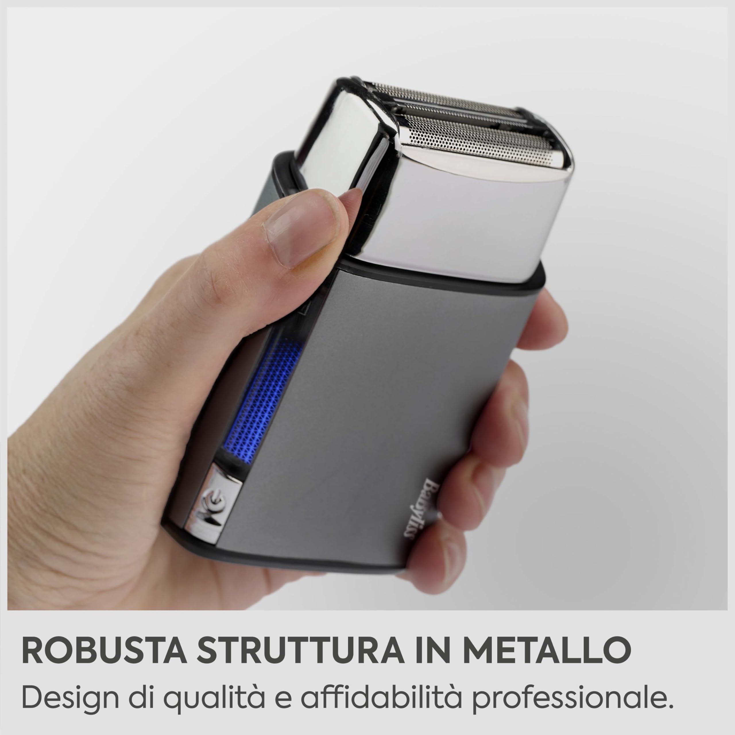 Rasoio BaByliss Super‑X a doppia lamina da uomo – Finitura ultra‑liscia, lamine in acciaio giapponese, cordless lithium‑ion, Wet & Dry IPX7, USB‑C, FS996DE