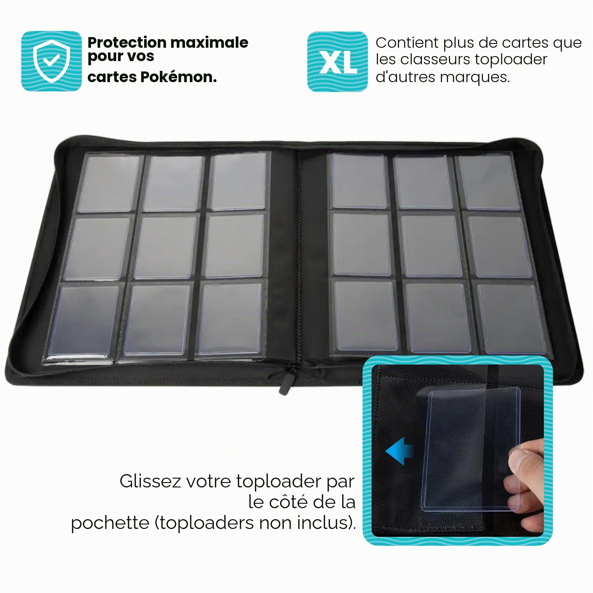 Classeur Premium Toploader Clevir 252 - Convient pour 252 Cartes à Jouer - Classeur de Collection à 9 Poches