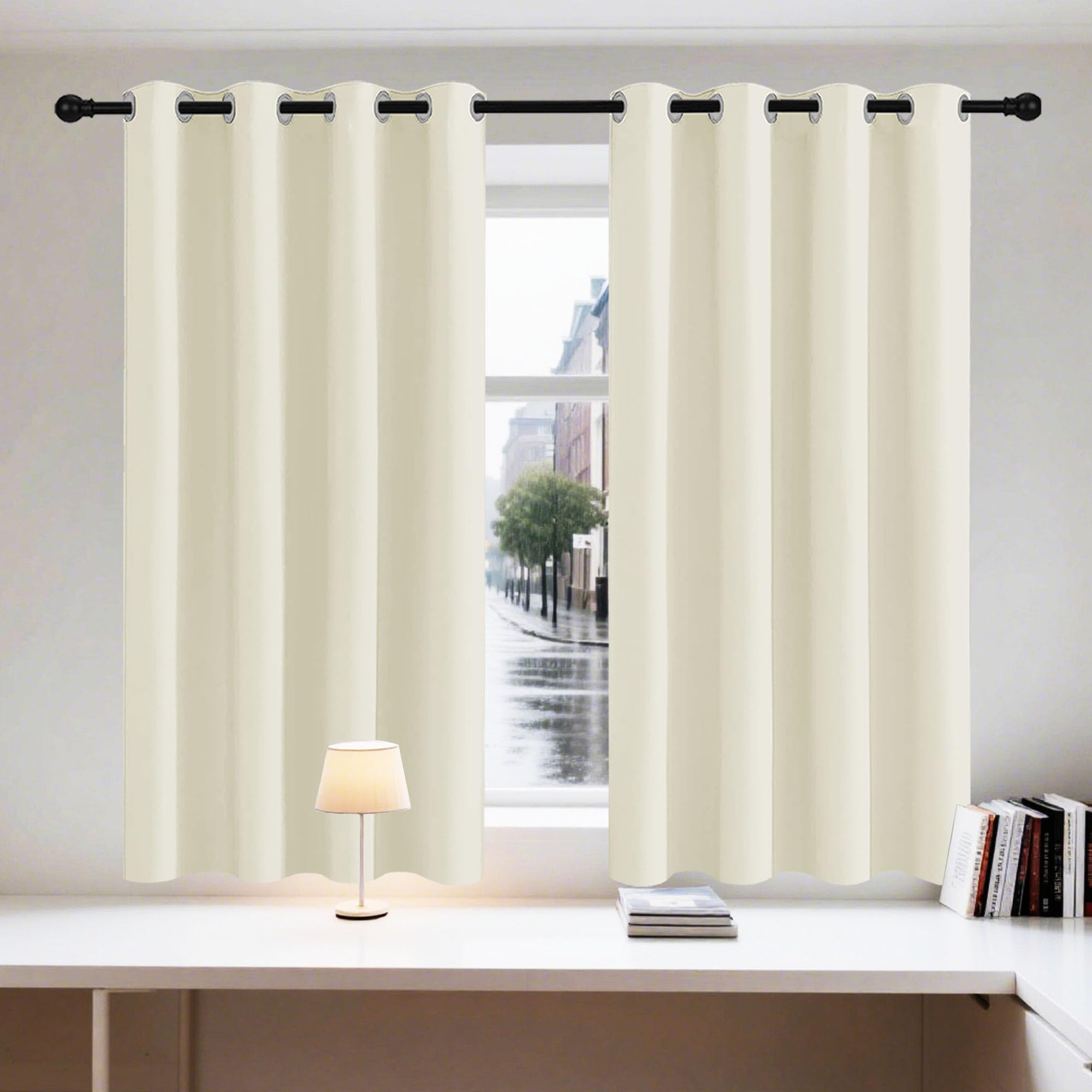 Rideau thermique isolant anti froid beige 240x200 cm pour fenetre de chambre
