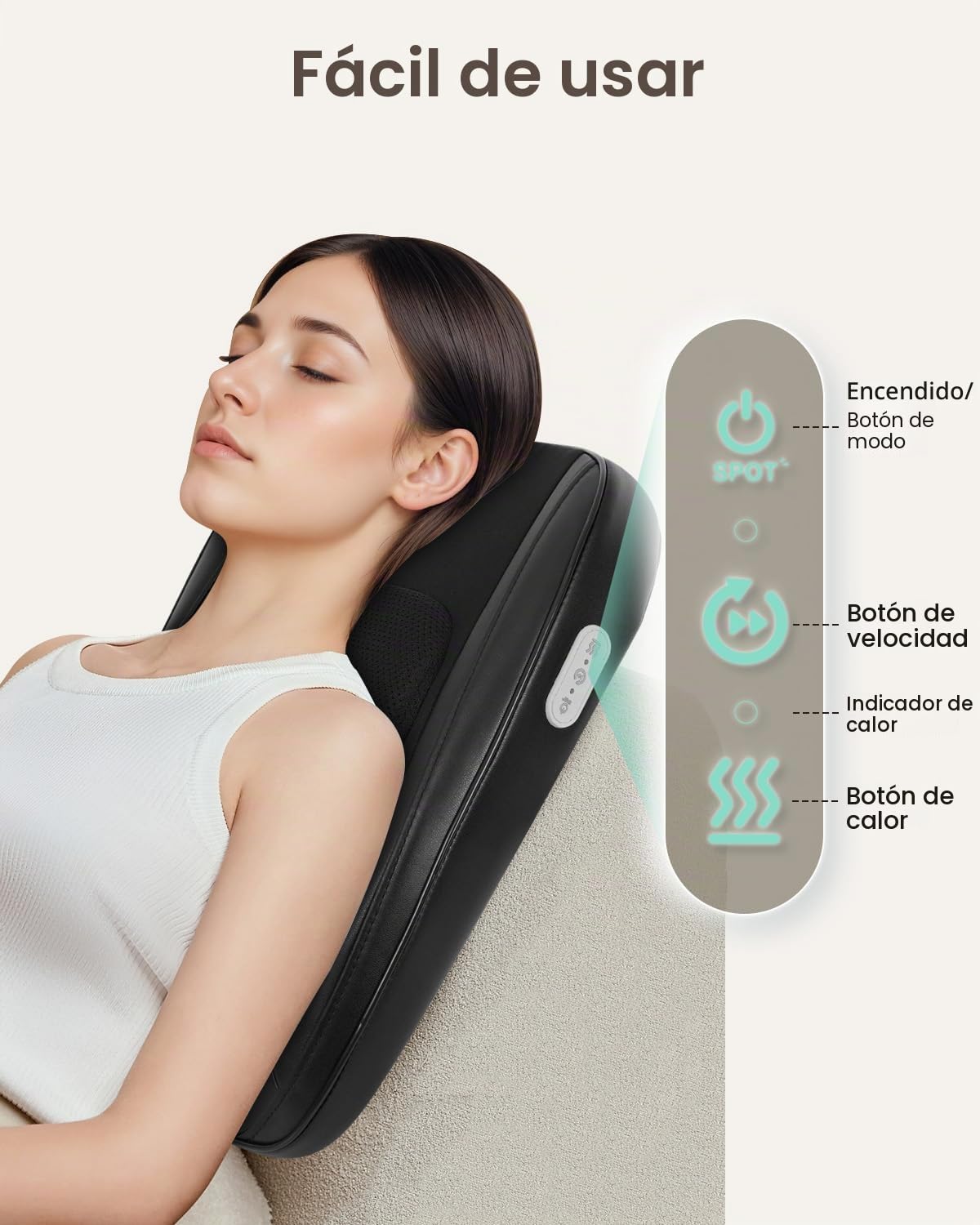 Snailax Masajeador de Espalda con Calor, Masajeador cervical y espalda para el Alivio del Dolor, Almohada de Masaje 4D Amasado de Tejido Profundo, Regalos para Hombre y Mujer