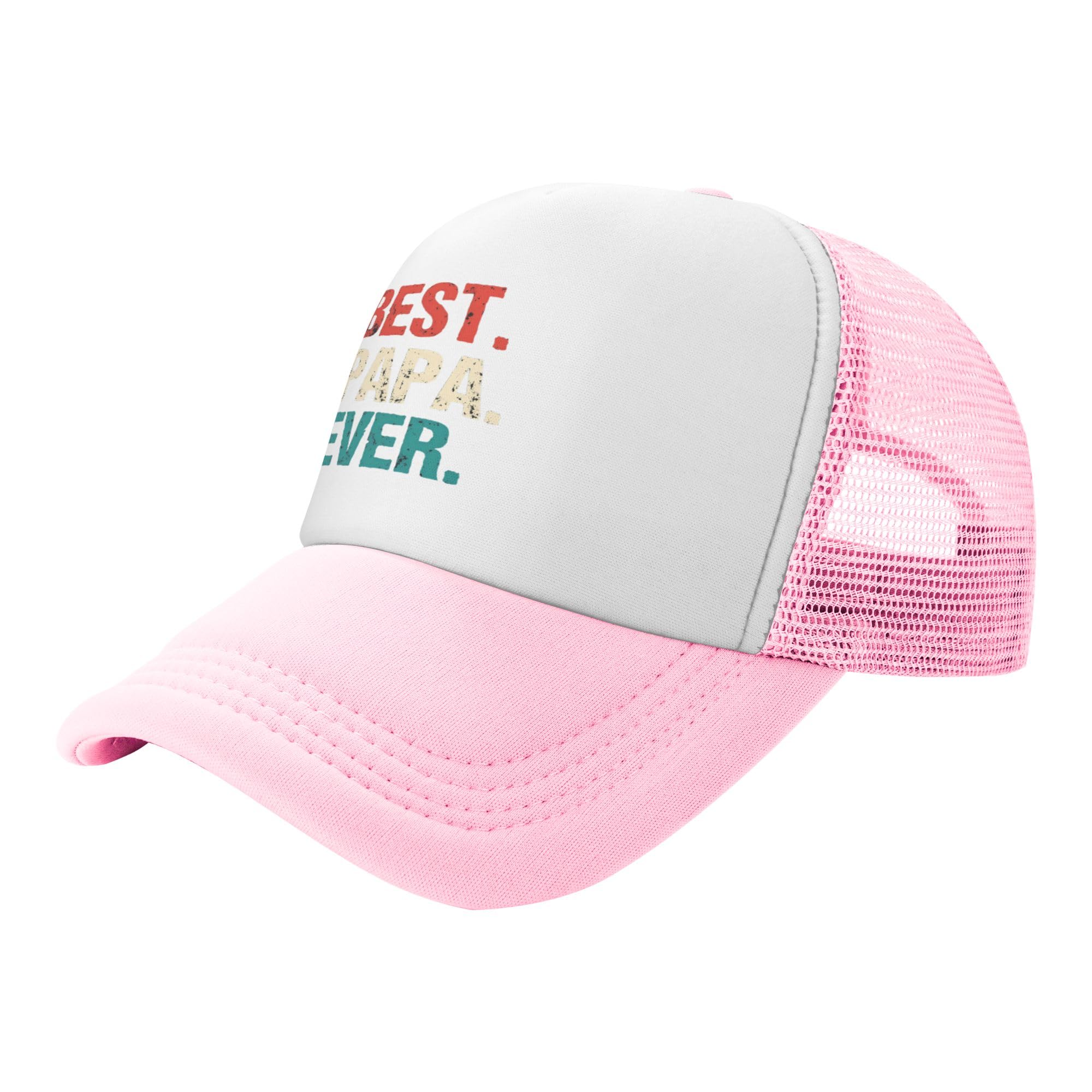 Father's Day Trucker Hats Best Papa Ever Baseball Cap for Kids Boys Girls Snapback Mesh Back Adjustable Caps - Pink