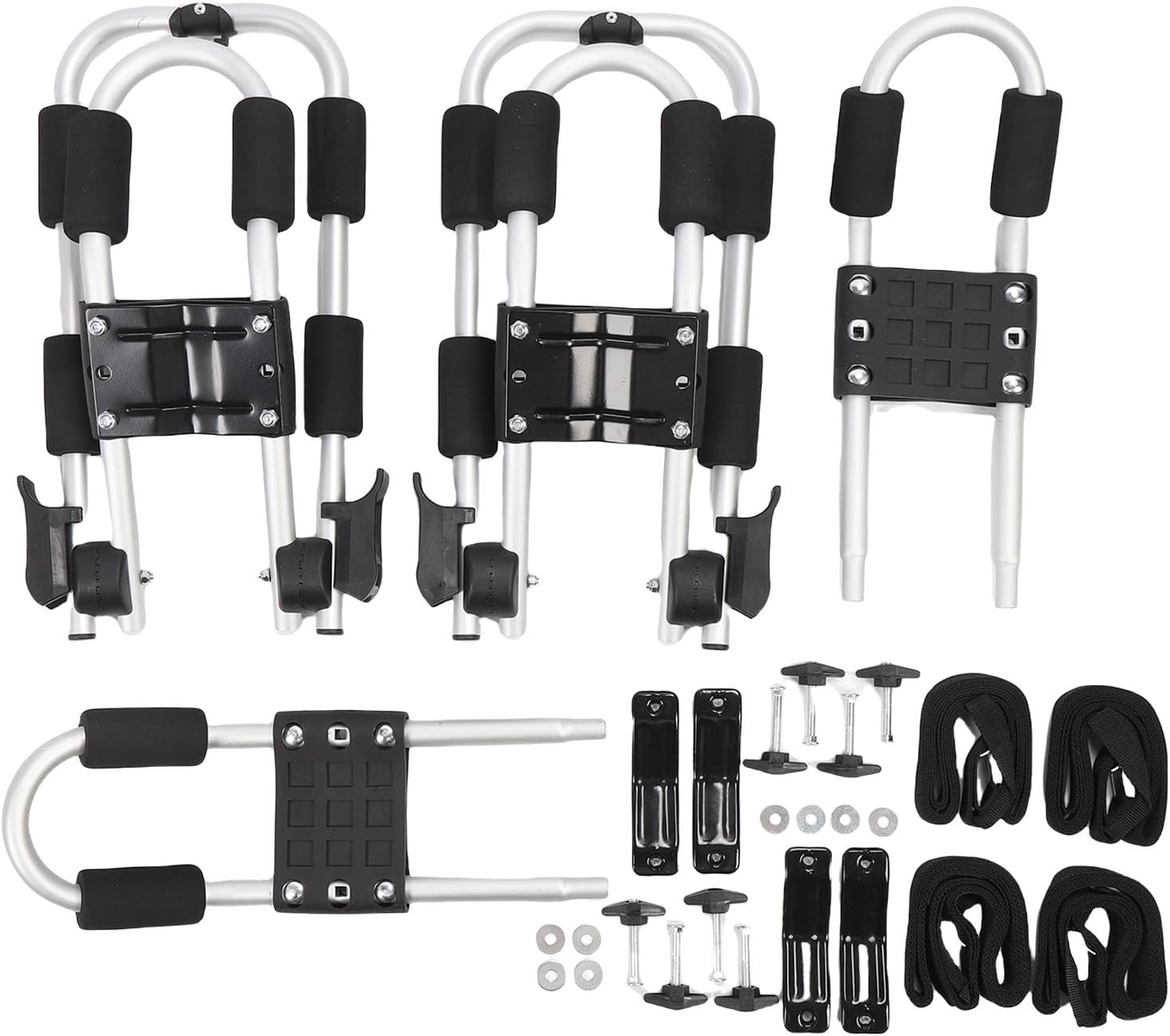 Asixxsix Kayak Roof Rack, Adjustable Folding Aluminum Alloy J Bar Carrier for Kayak Surf Board Canoe Ski Board with Easy Mount on Car SUV Truck