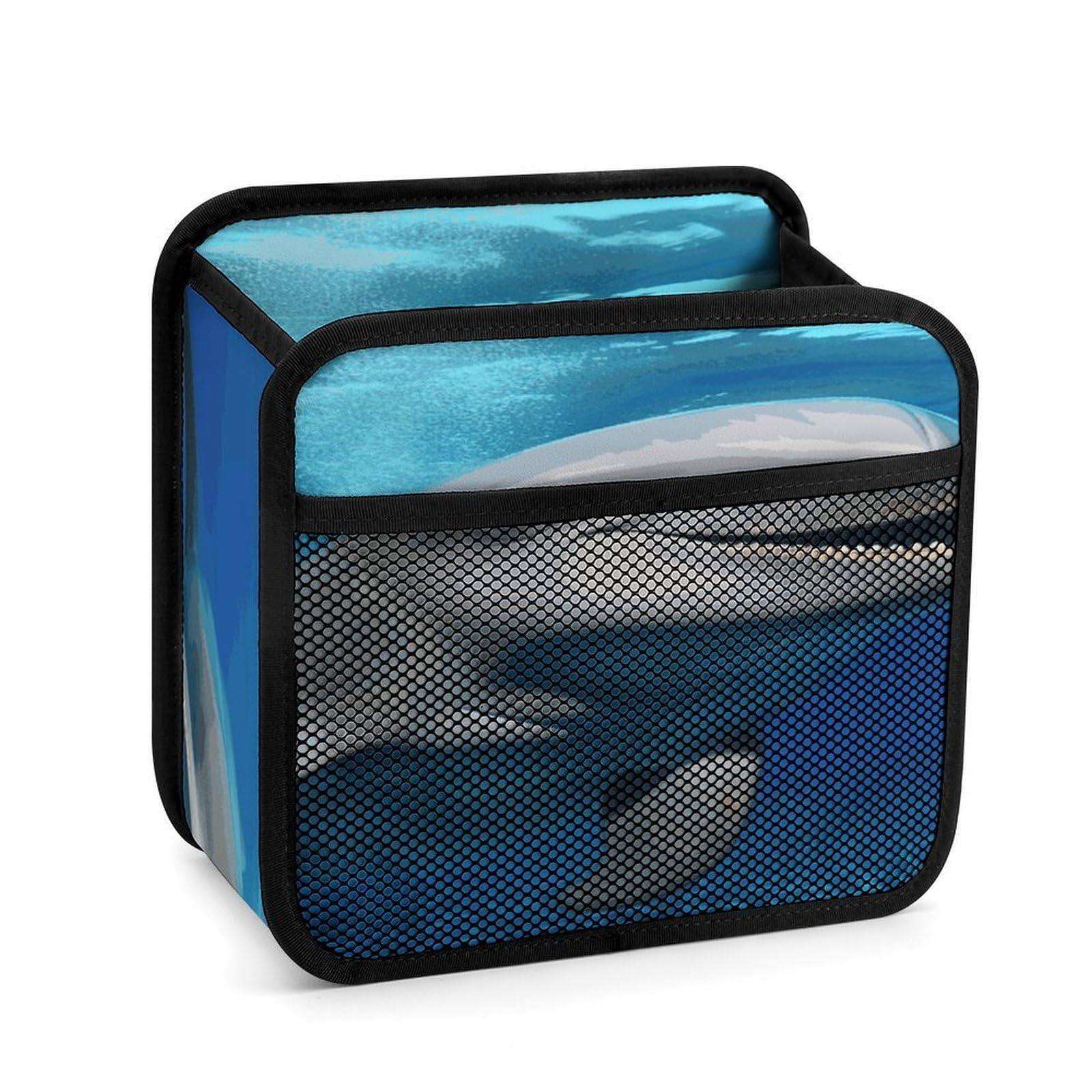 Btcowzrv Style Happy Dolphin Car Seat Back Organizer, Pu Leather Hanging Backseat Car Organizer With Elastic Mesh Pocket, Storage Bag For Most Vehicles