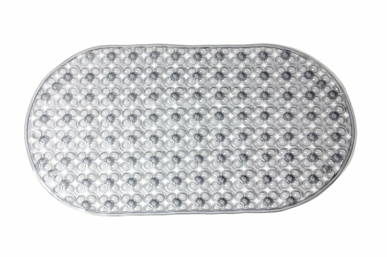 householdfurnishing Bath Shower Mat NON Slip PVC Bathroom Mats ANTI Slip BathMat Strong Suction 37 X 69CM (37 x 69 cm, Silver)