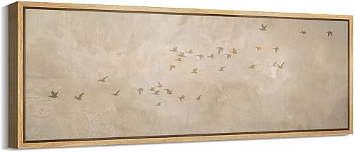 Miniatura 49 de MUDECOR Lienzo enmarcado extra grande para pared, tonos neutros suaves, naturaleza, vida silvestre, antiguo, retro, bellas ilustraciones,