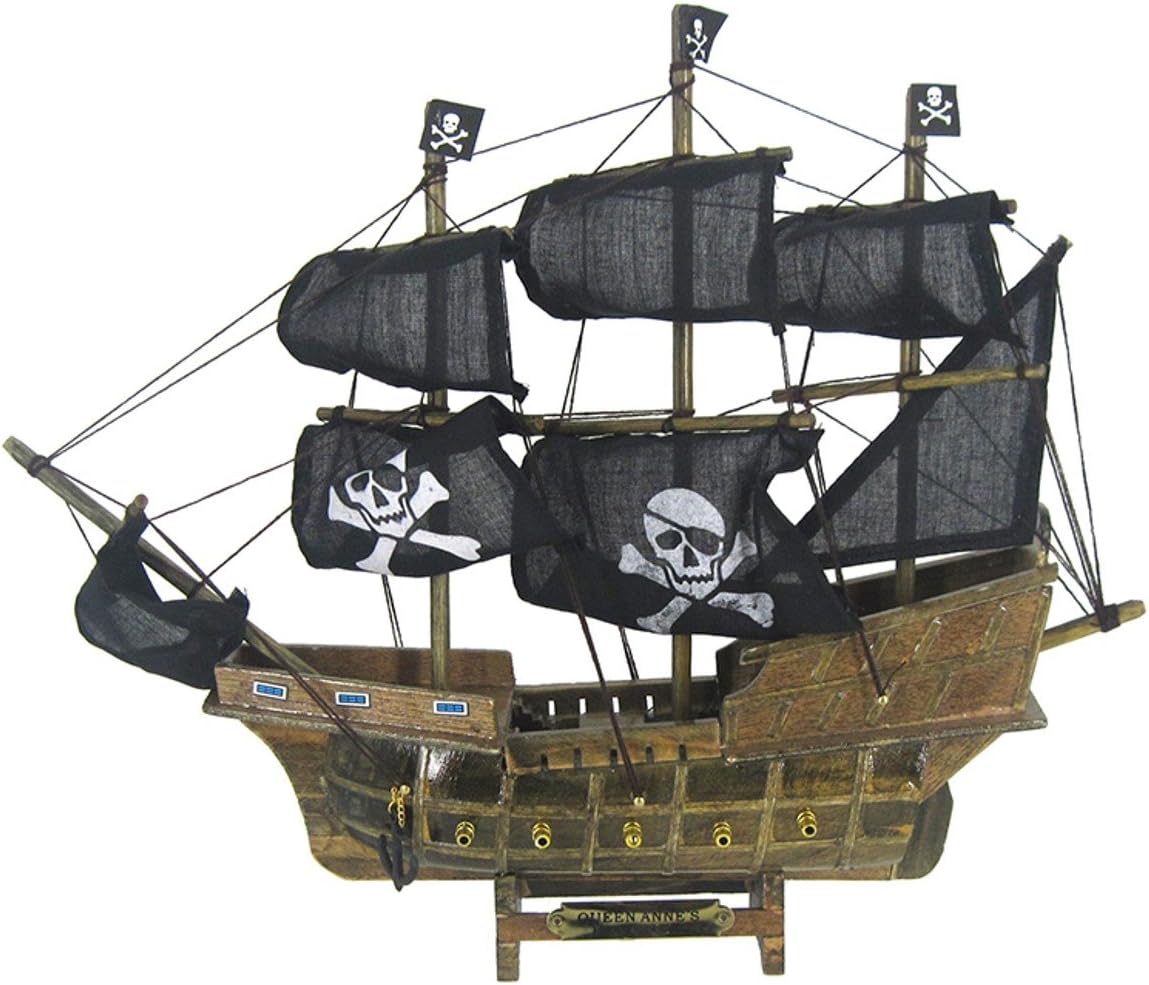 Chesapeake Bay Wooden Pirate Ship, 13 x 11.25 Inches, Handcrafted Nautical Decor