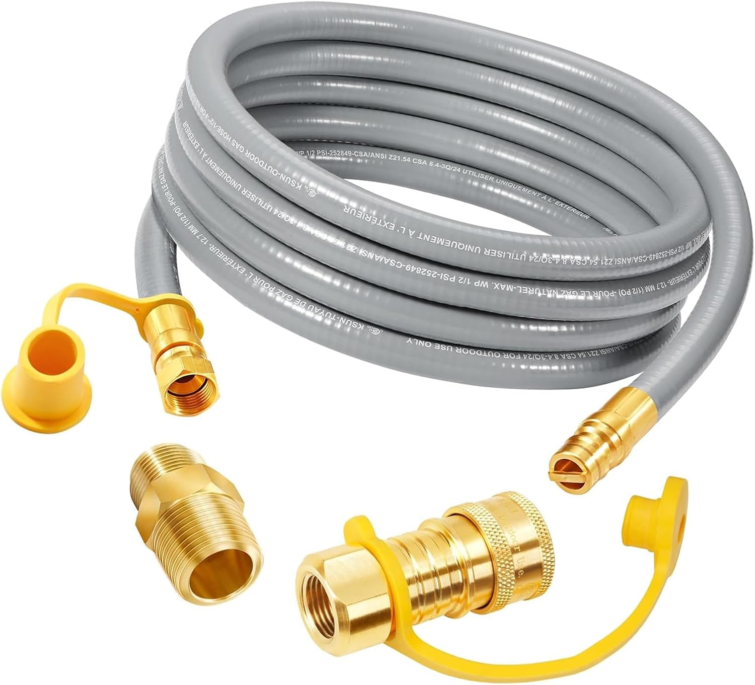 11ft 3/8inch Natural Grill Hose Pipe With Quick Connecting Fitting Conversion Kits Enduring Grill Hose With Quick Connect Fitting
