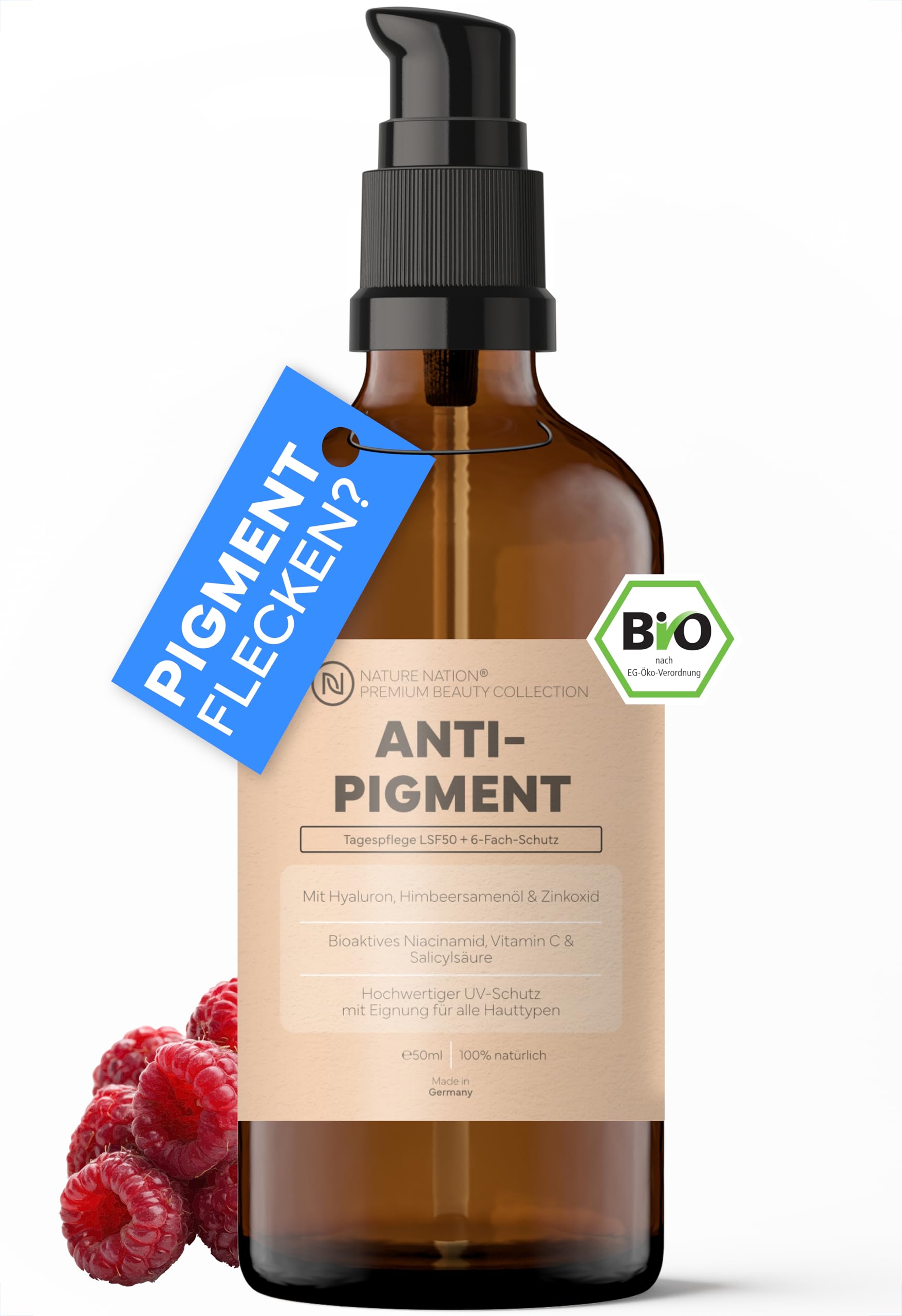 Pigmentflecken Entferner Gesicht: BIO Aloe Vera Serum, mit UV-Schutz, hochdosierter Salicylsäure (salycic acid), Niacinamid, Hyaluron & Vitamin C; Zur Pflege von Pigmentflecken & Altersflecken