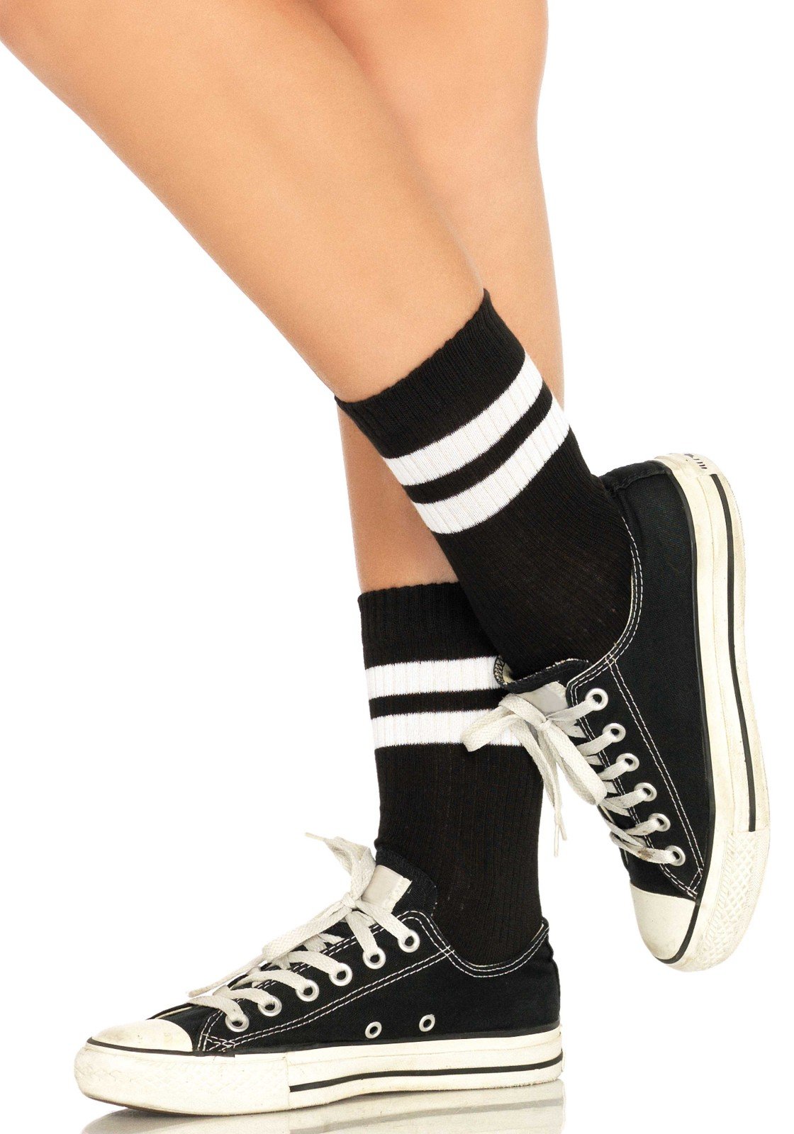 Leg Avenue Athletic Striped Anklet Socks, One Size
