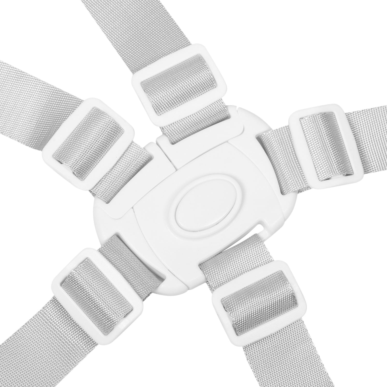 Harnais de Sécurité 5 Points Blanc pour Chaise Haute et Poussette, Sangles Réglables, Accessoire Bébé