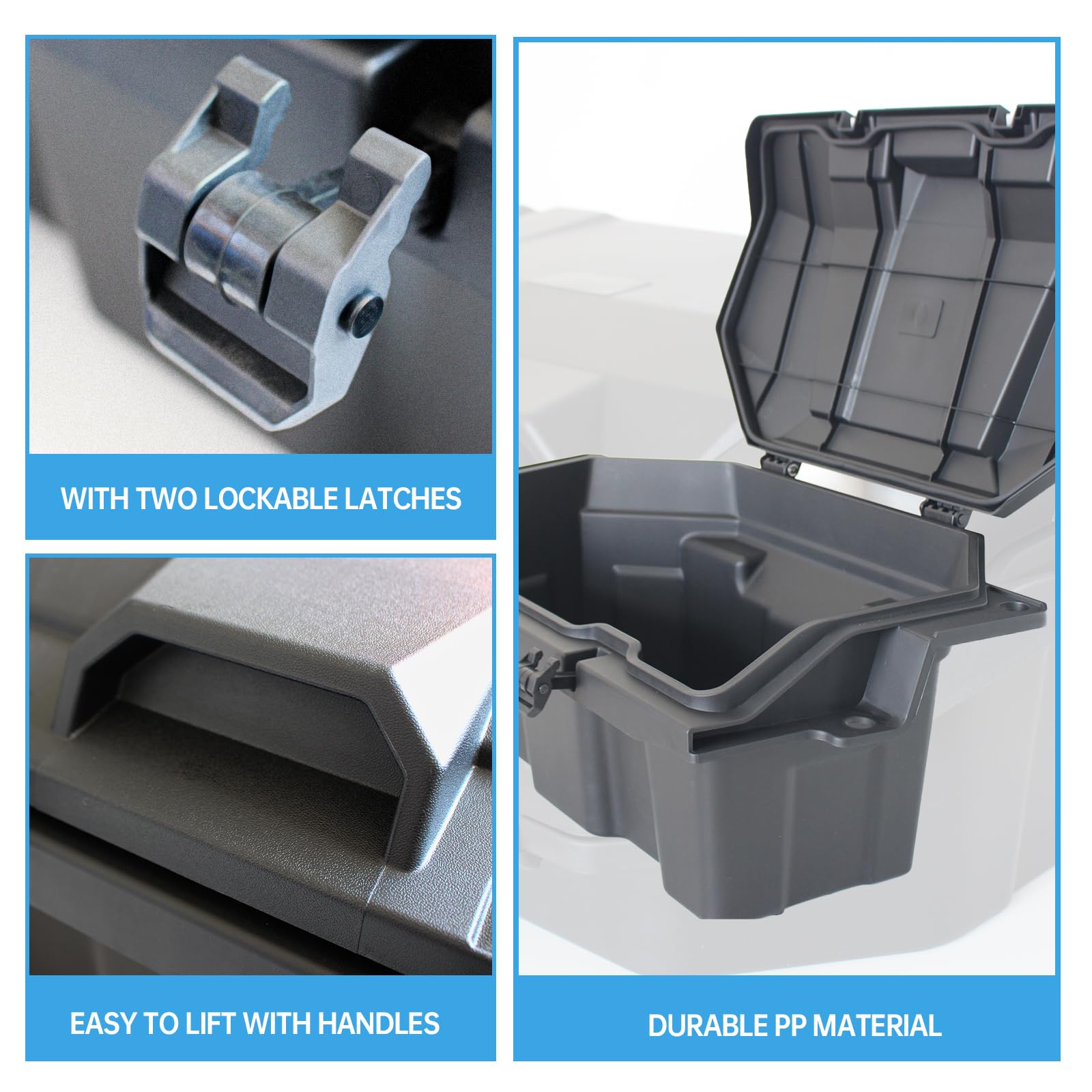 CPOWACE 60 QT Forward Cargo Box Compatible with 2022-2025 Polaris RZR Pro R/Pro R 4 Accessories Water Resistant UTV Rear Cargo Tool Storage Box W/ 2 Lockable Latches Replacement for 2884235