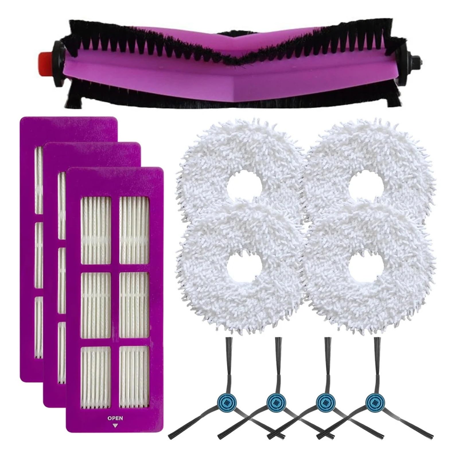 Shiketong Robot Vacuum Cleaner Cleaning Accessories Set,Compatible For Eureka,J15 Pro Ultra Vacuum Parts Kit Main Side Brush Filter Mop Cloth Replacement