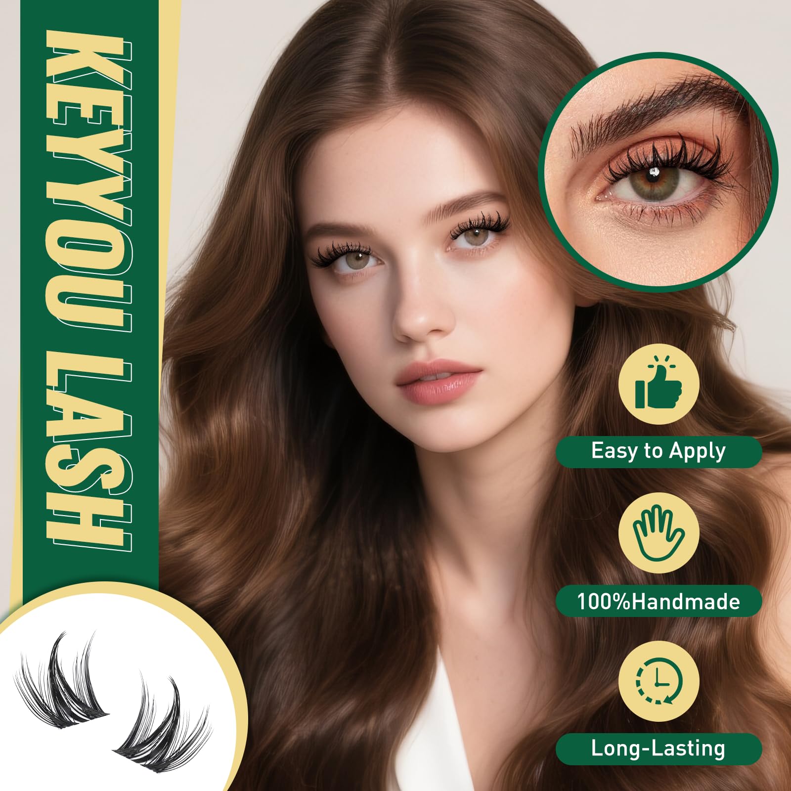 KEYYOU Cluster Lashes Kit 120pcs 8-16MIX Anime Spiky Cluster Lashes Thin Band Lash Extension Kit with Bond and Seal,Remover,Applicators for beginner DIY Wispy Eyelashes at Home (KY07 Kit) - Image 3