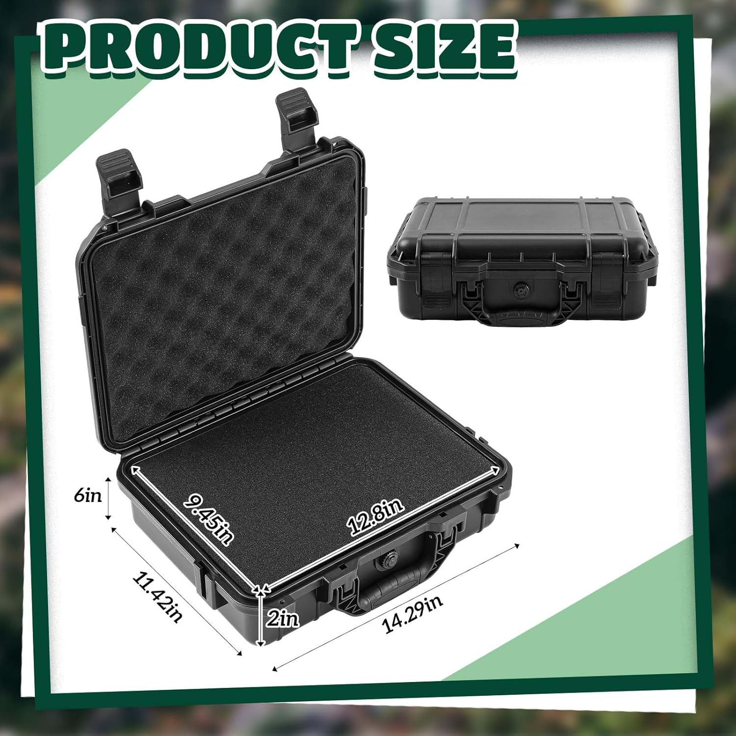 14.3 x 11.4 x 4.5 Inch Waterproof Hard Case with DIY Customizable Foam Insert Portable Protective Case with Knife for Camera Drones Equipments Tools Test Instruments (Black) - Image 2