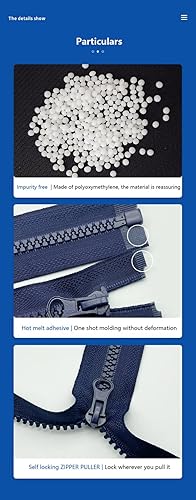 Miniatura 2 de 2 cremalleras separadoras bidireccionales #5 de 40 pulgadas (cremallera de extremo abierto) para coser abrigos, chaquetas, cremalleras, cremalleras