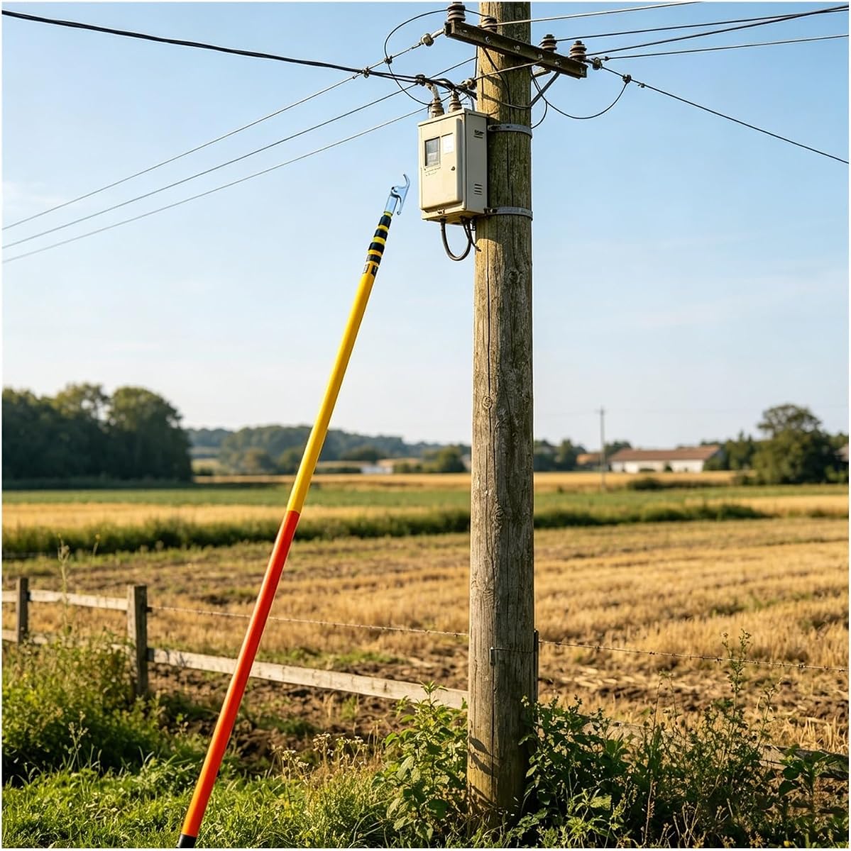 Kit profesional de poste de rescate de alto voltaje, varilla aislada telescópica de 3/4/5/6/7 metros, para disyuntor, operación de corte de fusible y mantenimiento de línea(10kV-3m/9.8ft/118)
