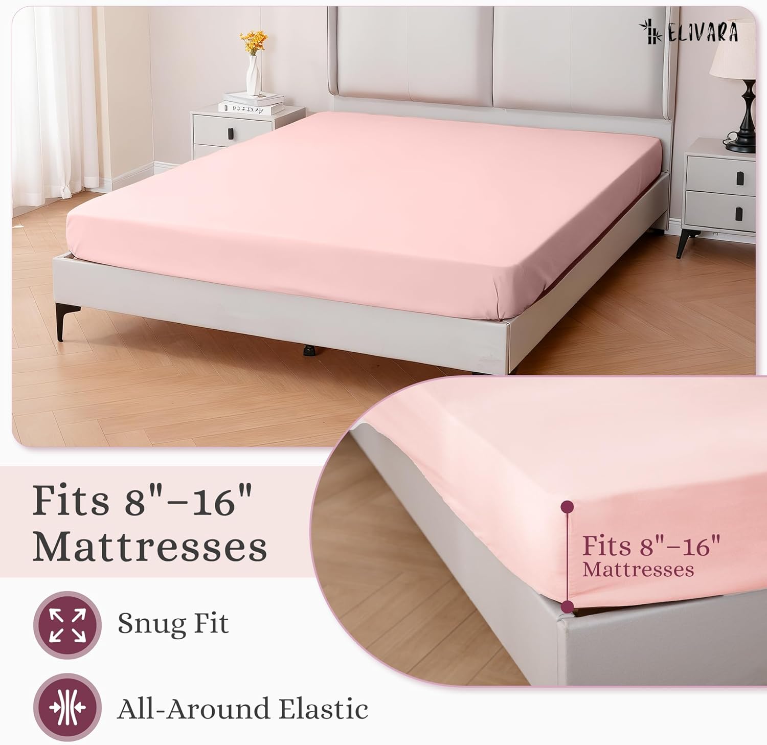 4-Piece Bed Sheet Set – Premium 120 GSM Microfiber Sheets – Deep Pockets, Wrinkle-Free – (Blossom Pink, King (U.S. Standard))