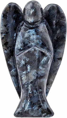 Rockcloud Figuras de ángel guardián talladas con piedras preciosas de cristal curativo de 3 pulgadas, labradorita