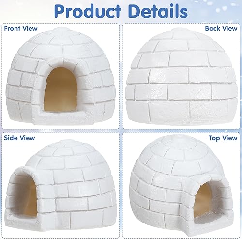 Vista 5 de HOMSFOU Mini iglú - Juguete realista de casa de hielo, figuras árticas, juguetes de oso blanco, diorama ártico, cumpleaños para niños y niñas, casa