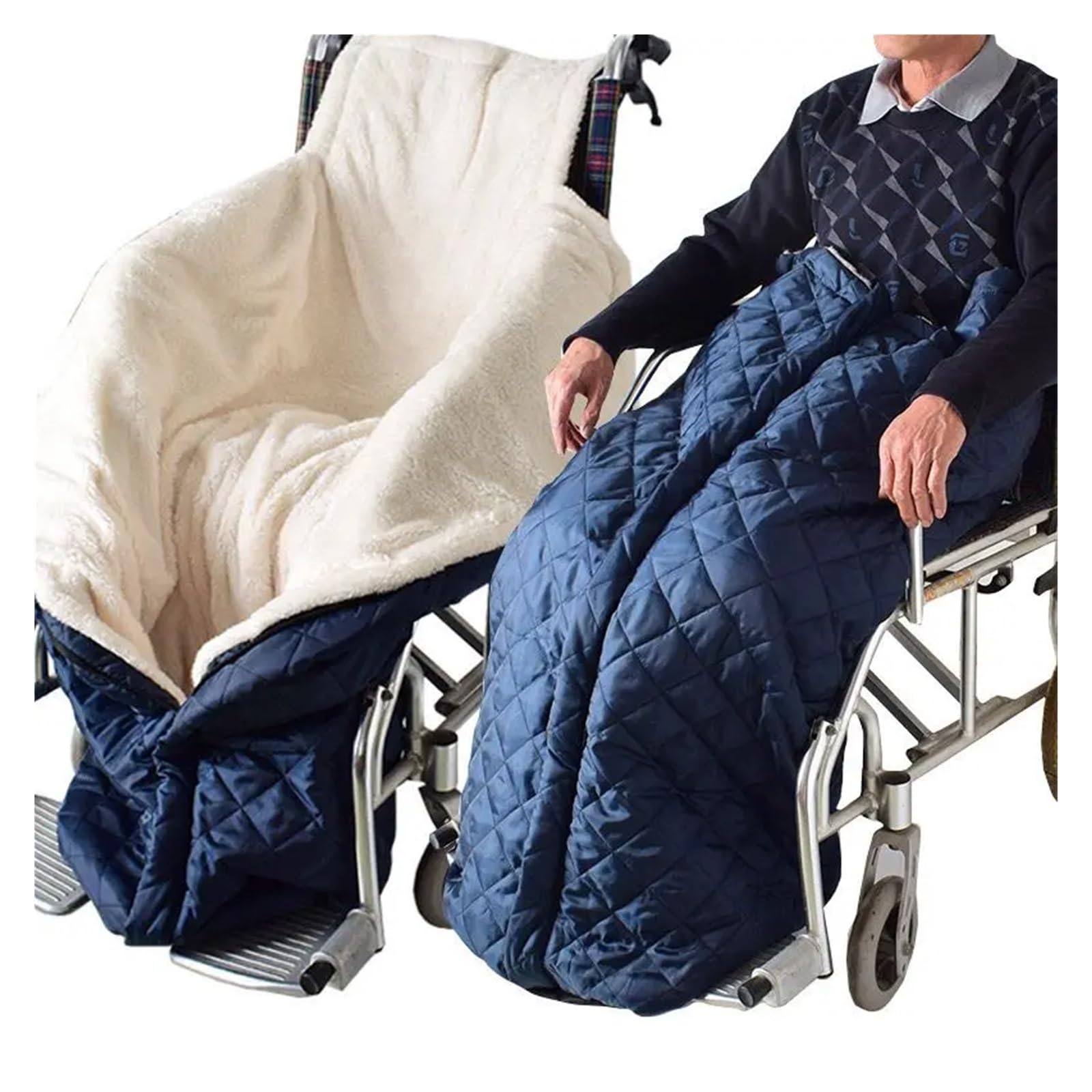 Coperta per Sedia a Rotelle Copertura invernale impermeabile for sedia a rotelle | Coperta con fodera in pile peluche for pazienti anziani(D half mat)