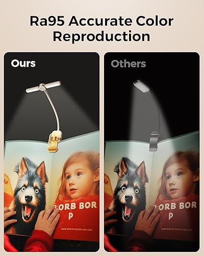 Miniatura 4 de Luz de lectura, luz recargable para leer en la cama, cabezal de luz ajustable de 180, cuidado de los ojos, temperatura de 3 colores y atenuación