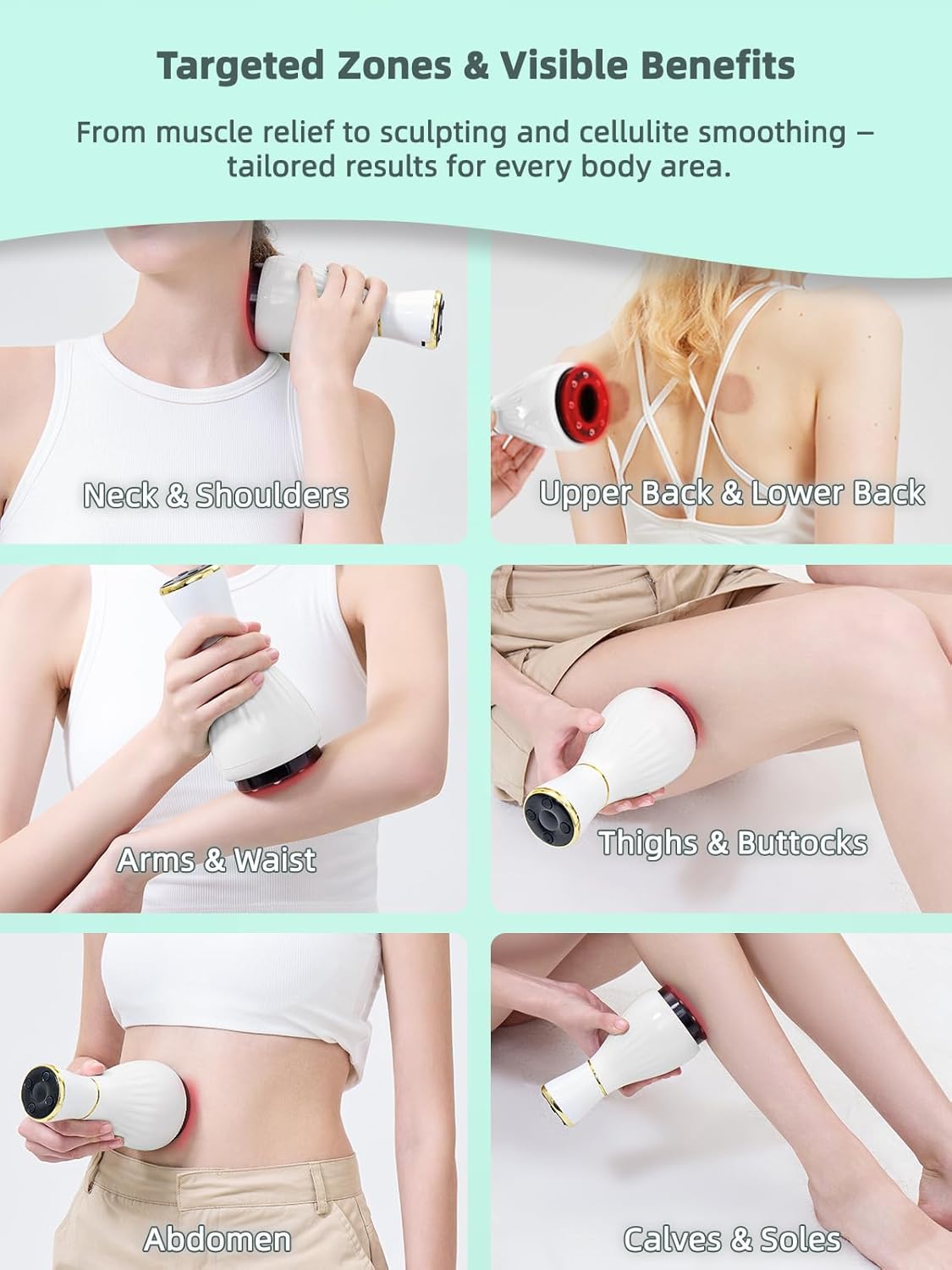 Electric Lymphatic Drainage Massager with Pulse Therapy & Heat – 12-Level Cupping Massage Device for Cellulite Reduction, Body Sculpting, Deep Tissue Pain Relief & Muscle Recovery, White
