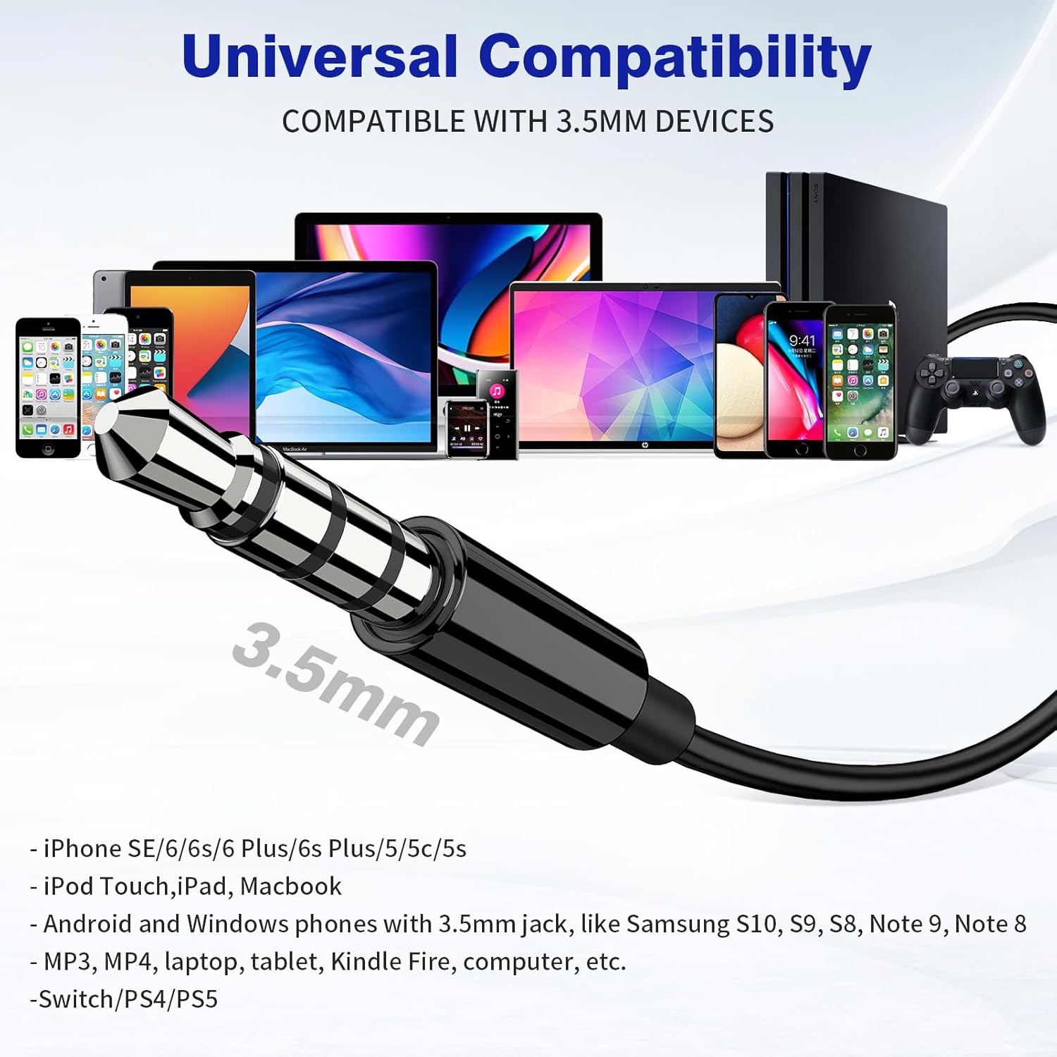 Wired Earbuds Headphones 3.5mm Jack for MP3 Player MP4 Airplane Kids School Student Aux Headset Corded Earphones with Microphone Noise Isolation Plug in Ear Buds for iPhone 6 Laptop Computer Black image 6 of 7 B0D498P1R3