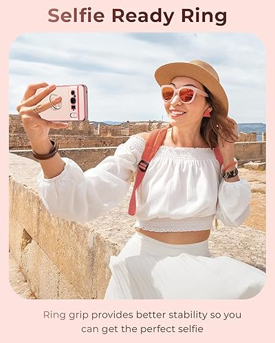 Miniatura 8 de Miss Arts Funda para Google Pixel 8, soporte de anillo de lujo galvanizado con correa, lindo TPU suave para Pixel 8 funda para mujeres y niñas, negro