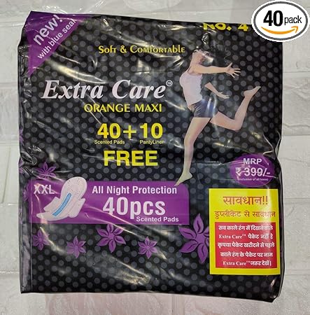 Extra Care Sanitary Pads, XXL - Pack of 40 (XXL, Pink Maxi) (Orange Maxi)