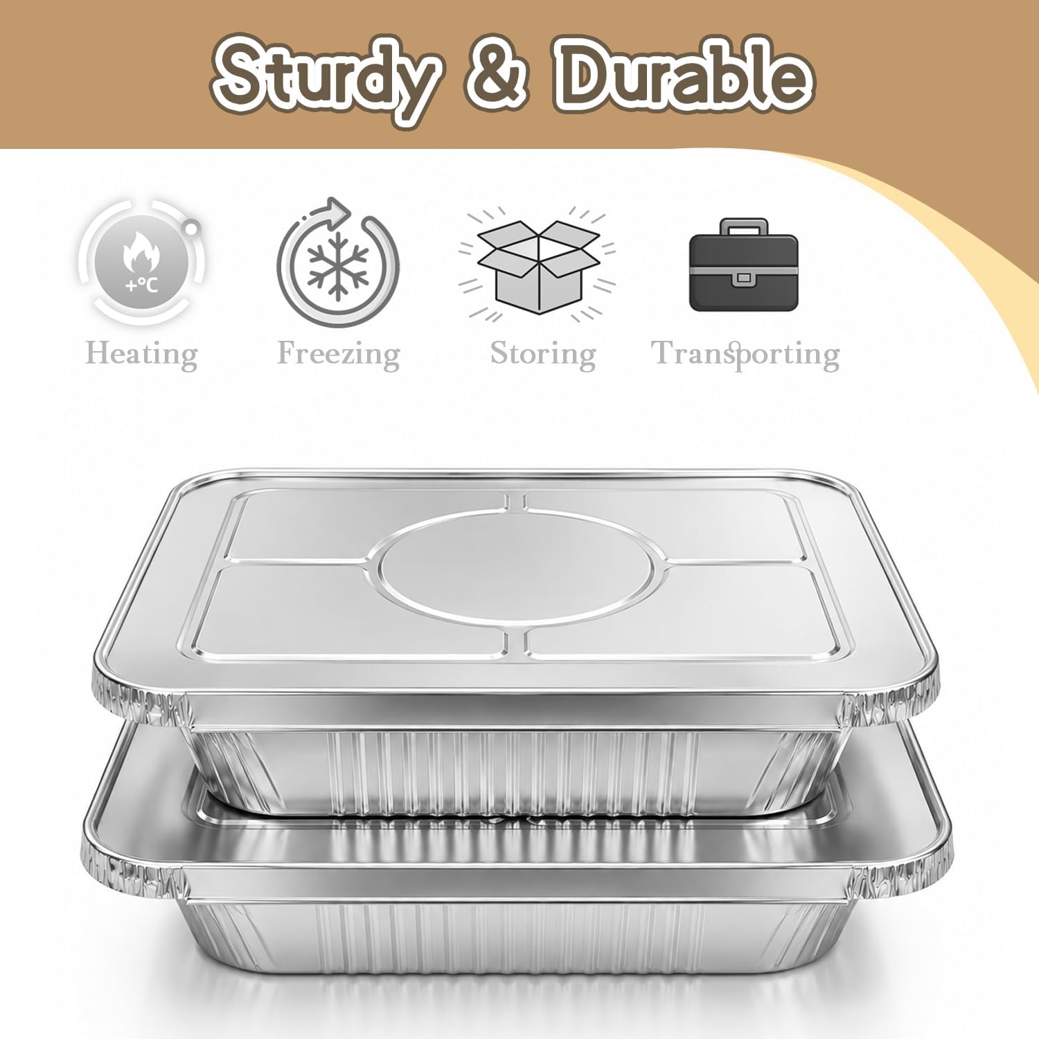 WIKDAY 30 Pack Aluminum Foil Pans, 9x13 Disposable Baking Pans, Heavy Duty Food Containers for Baking, Cooking, Roasting, Meal Prep, Parties, BBQ & Catering