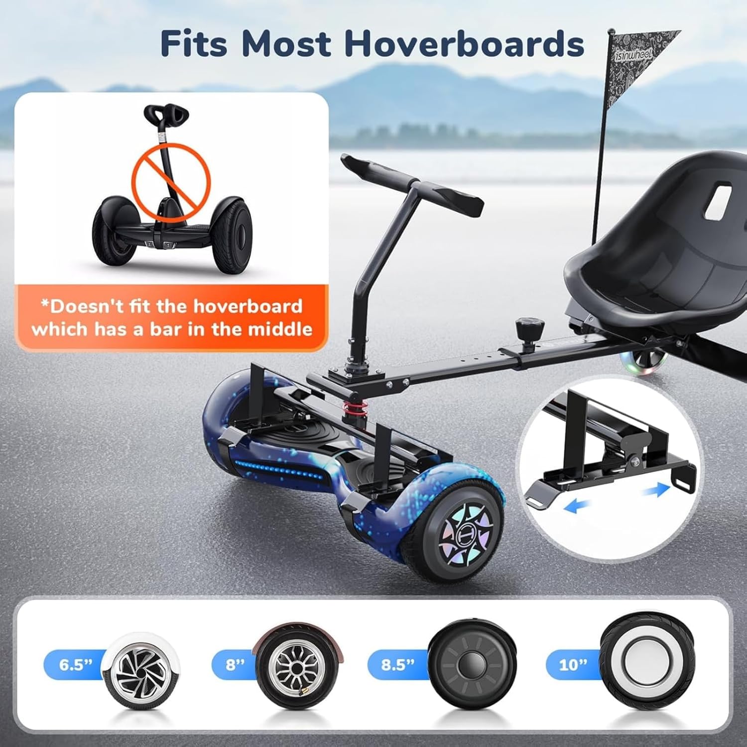 Assembly step: Attaching a hoverboard to the seat attachment