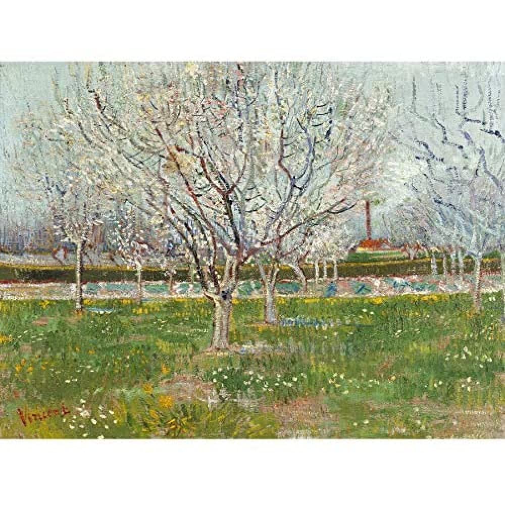 Vincent Van Gogh Orchard In Blossom Plum Trees Art Print Canvas Premium Wall Decor Poster Mural