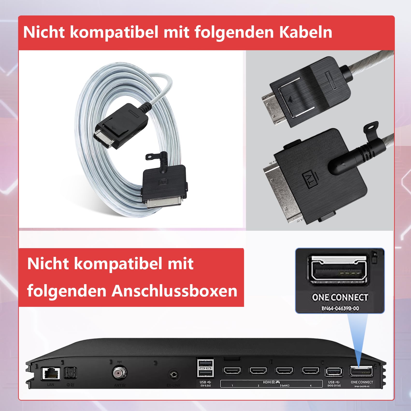 BN39-02470A 5 m/16 Fuß the Frame One Connect Kabel kompatibel mit Samsung Frame TV für LS03FA LS03DA LS03BA LS03AA LS03RA LS03TA QLED 4K Art Smart TV （Nicht kompatibel mit allen 8K-Fernsehern）