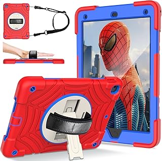 LTROP iPad 6th/5th Generation Case(2018/2017), iPad Air 2 Case, iPad 9.7 Inch Case, Shockproof Kids Case with Built-in Screen Protector/Shoulder Strap/Swivel Kickstand for iPad 6th/5th Gen/Air 2, Red