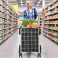 Vista 7 de Lifetime Home Carrito de compras mejorado con ruedas giratorias de 360° y forro impermeable para comestibles, ropa sucia de compras, plegable