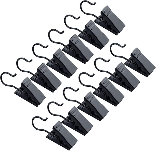 30 Pack Small Heavy-Duty Hook Clip Set Metal Curtain Hangers Clips for Clip Photo Home Decoration Art Craft Display - Black