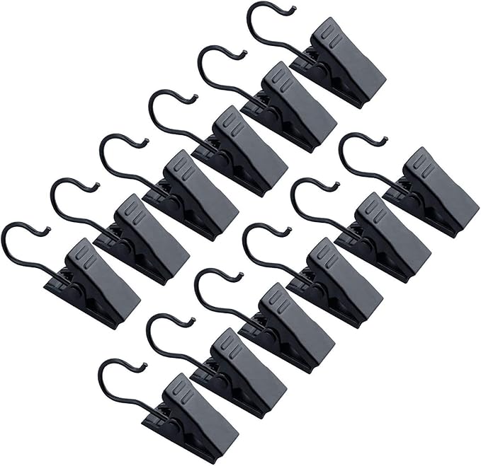 JANYUN 30 Pack Small HeavyDuty Hook Clip Set Metal Curtain Hangers