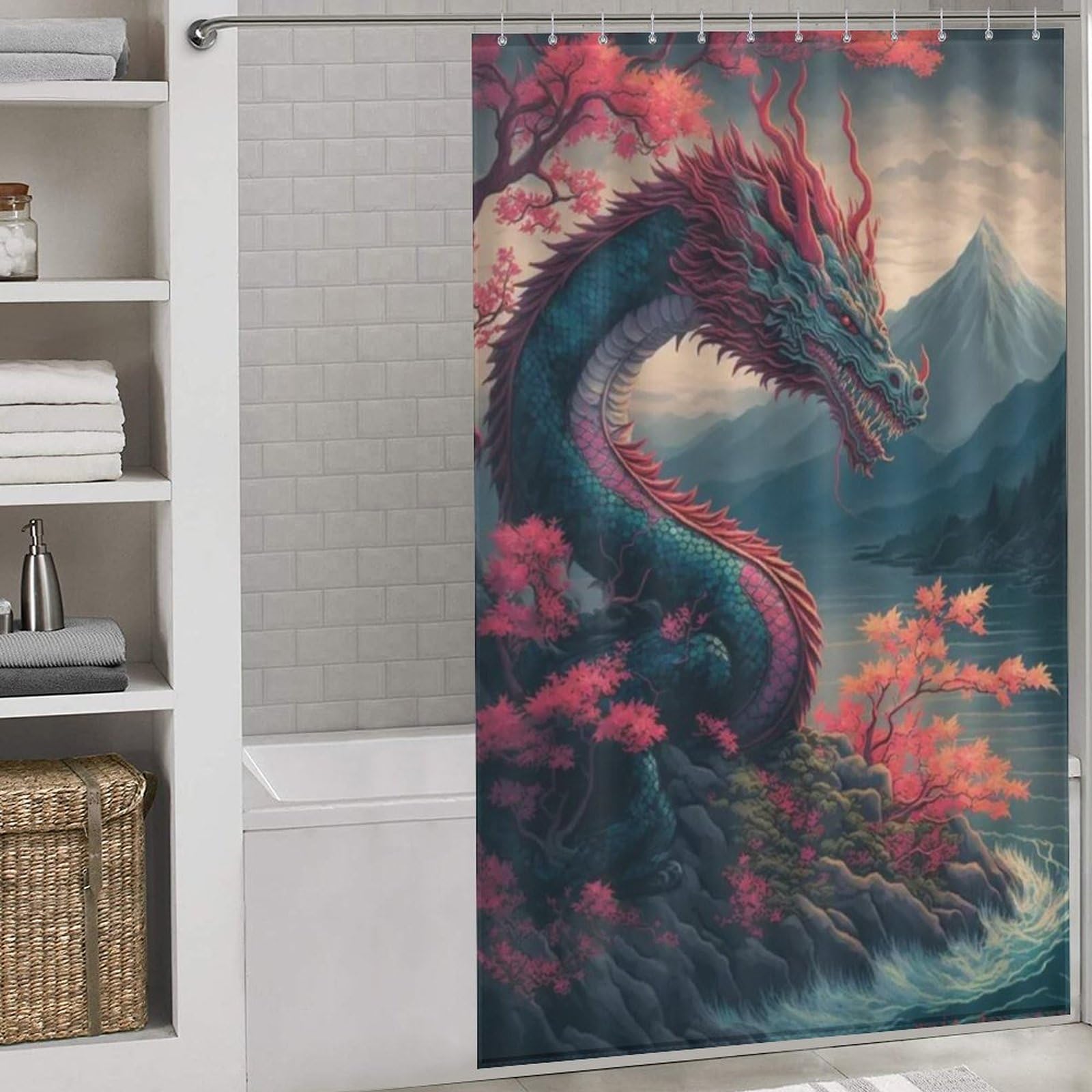 Rideau de douche dragon pour créer une ambiance zen dans votre salle de bain