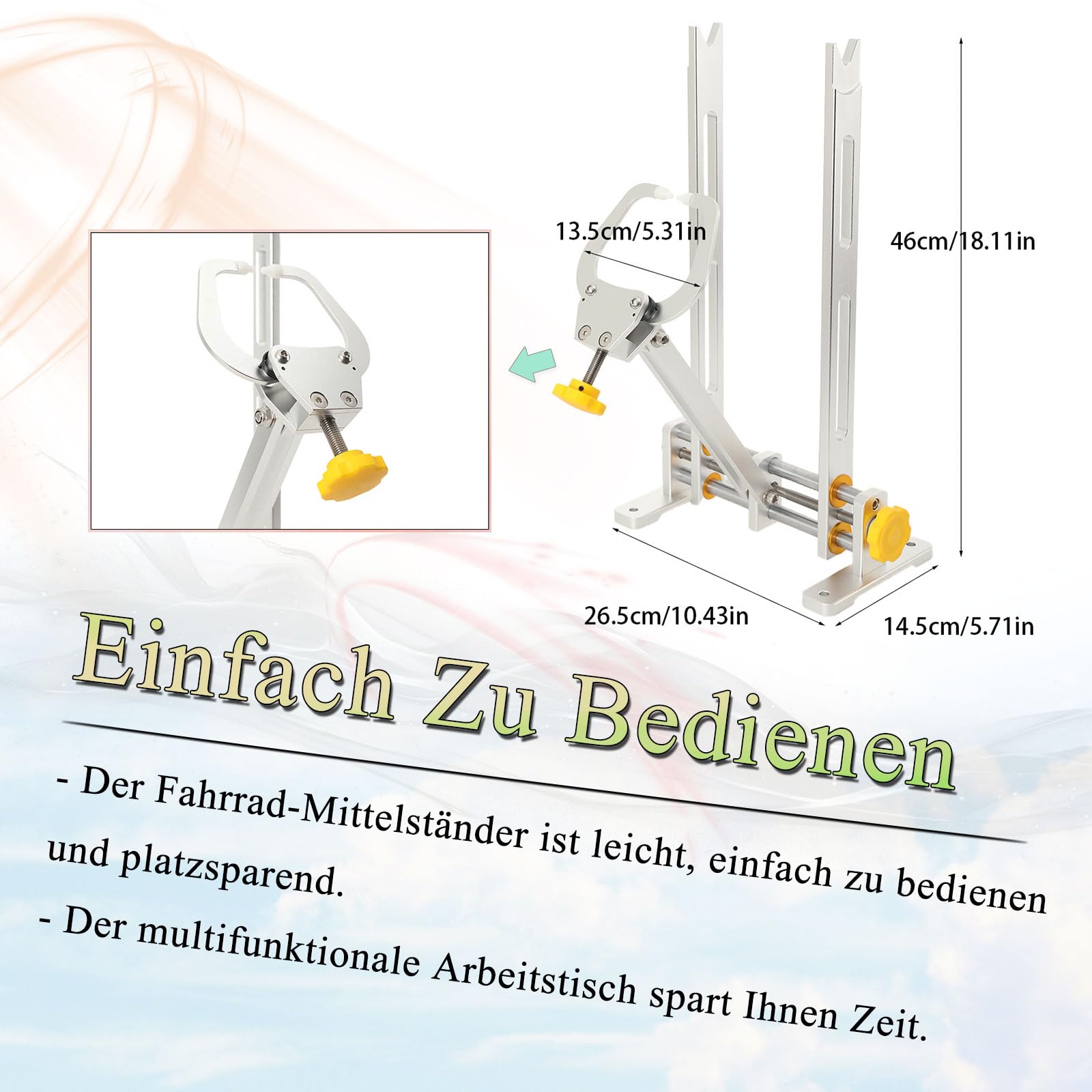 Zentrierständer Fahrrad, Felgen-Zentrierlehre Aluminiumlegierung Fahrrad-Rad-Ausrichtungs-Reparaturwerkzeug Für 10" - 29" Laufräder Mountainbikes Rennräder Fahrräder